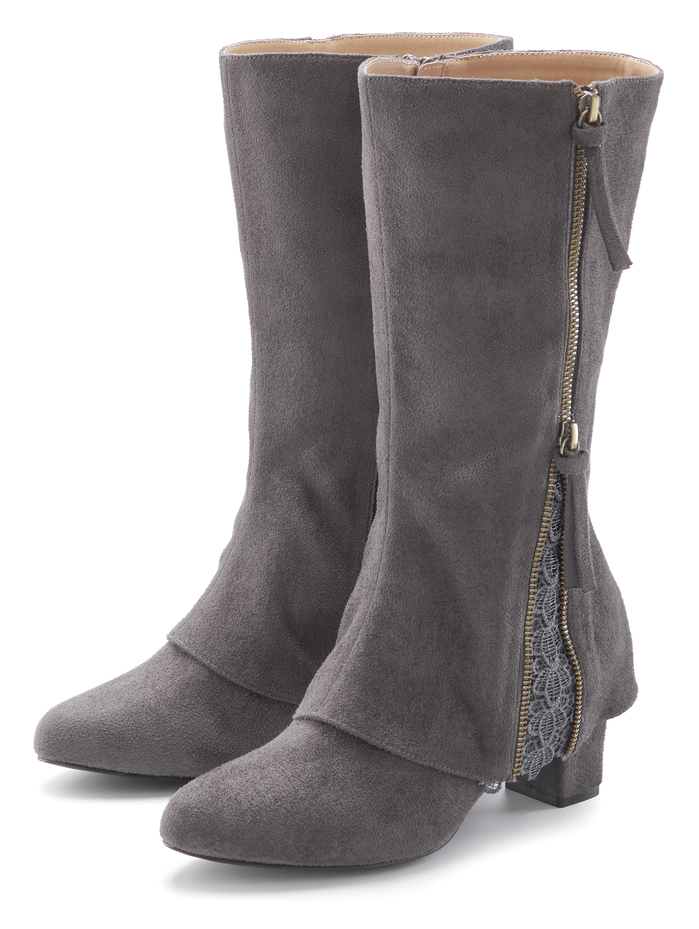 Image of LASCANA Stiefel "Boots, Stiefelette," NEU mit raffiniertem Spitzendetail und Zierreissverschluss