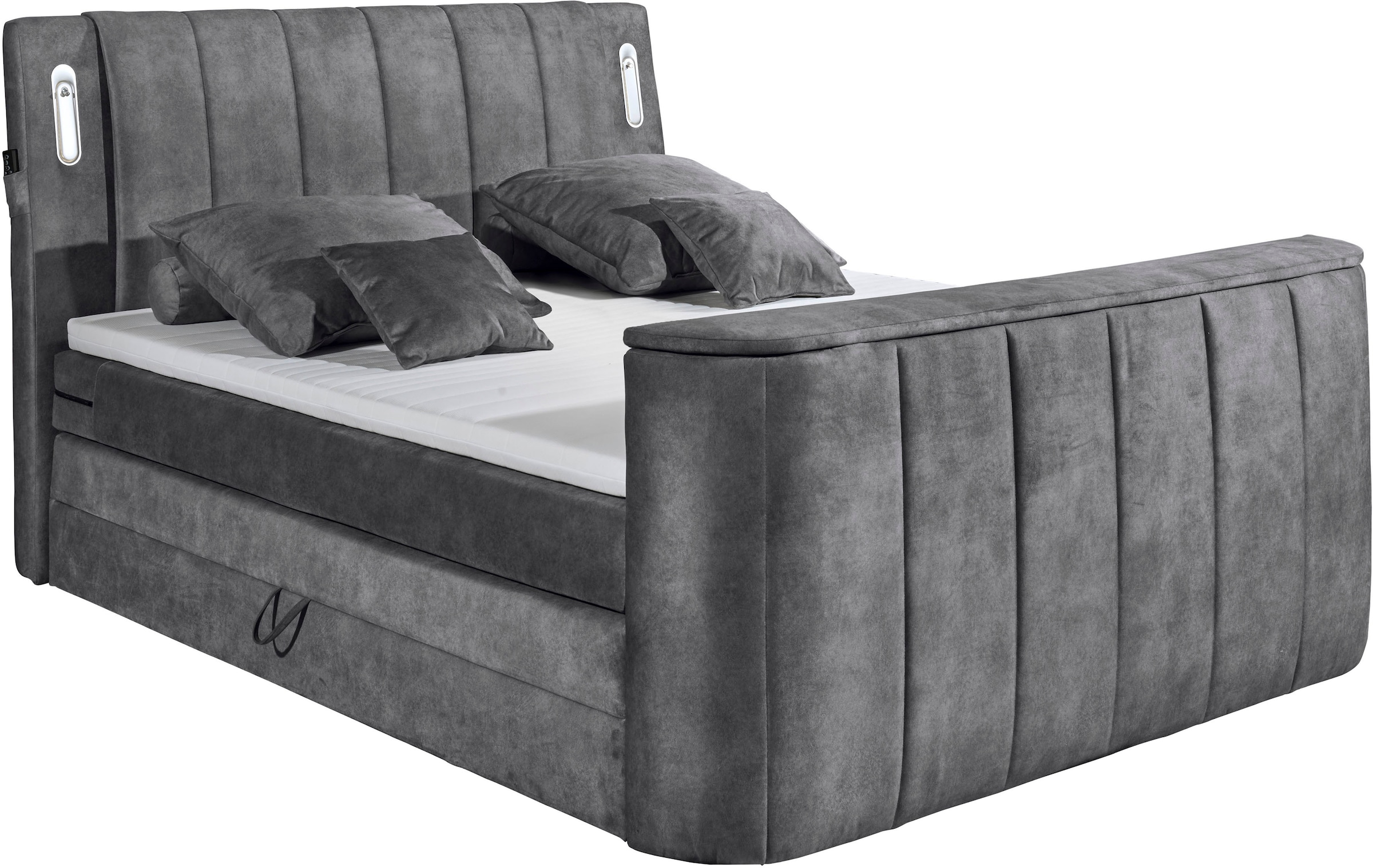 ED EXCITING DESIGN Lit boxspring »Dallas« 7 cuis tlg. inkl. Topper, LED-Beleuchtung, TV Halterung und zwei Bettkästen