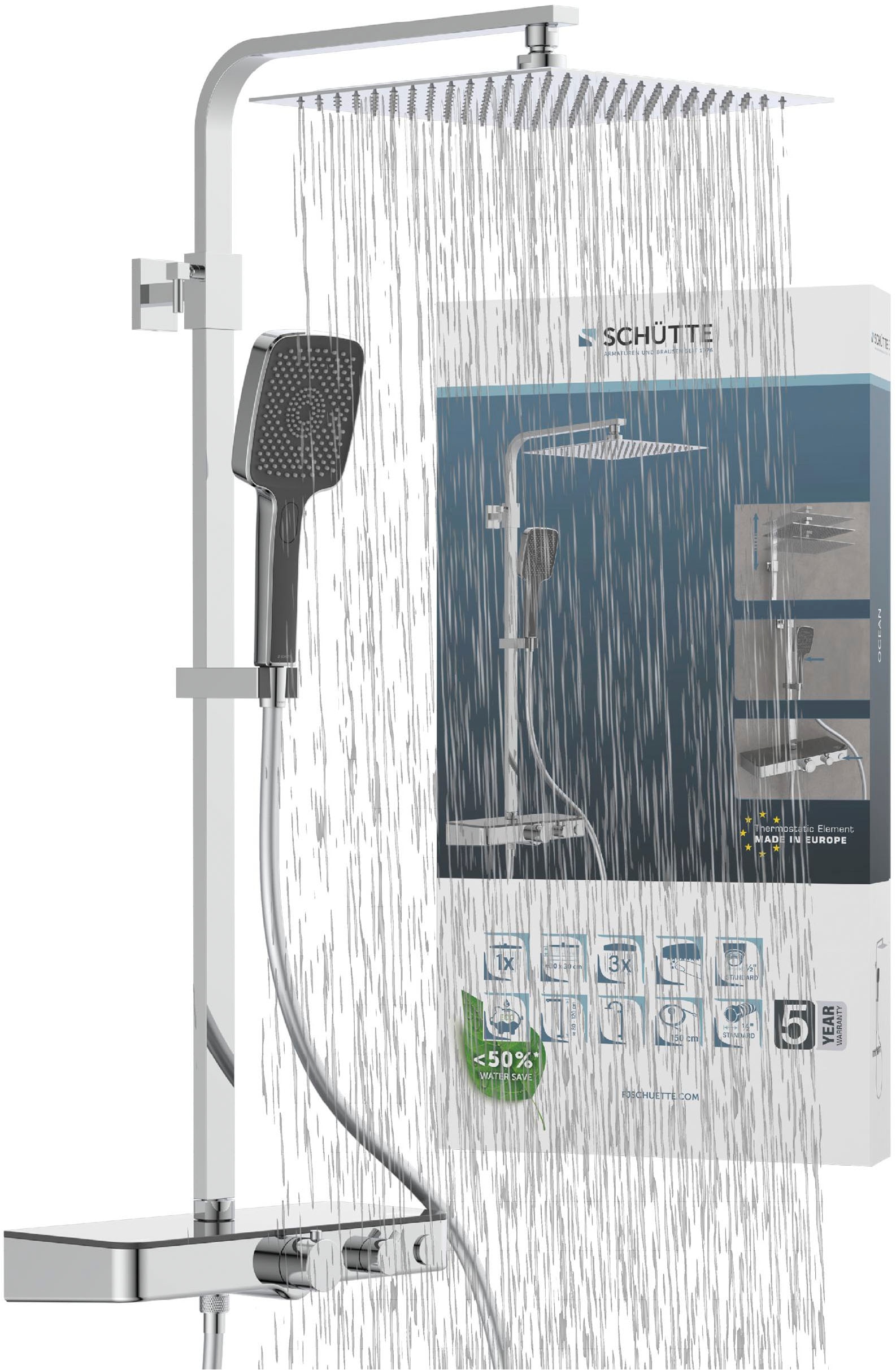 Schütte Garniture de douche »OCEAN« Sicherheitssperre, höhenverstellb., inkl. Glasablage, Antikalk