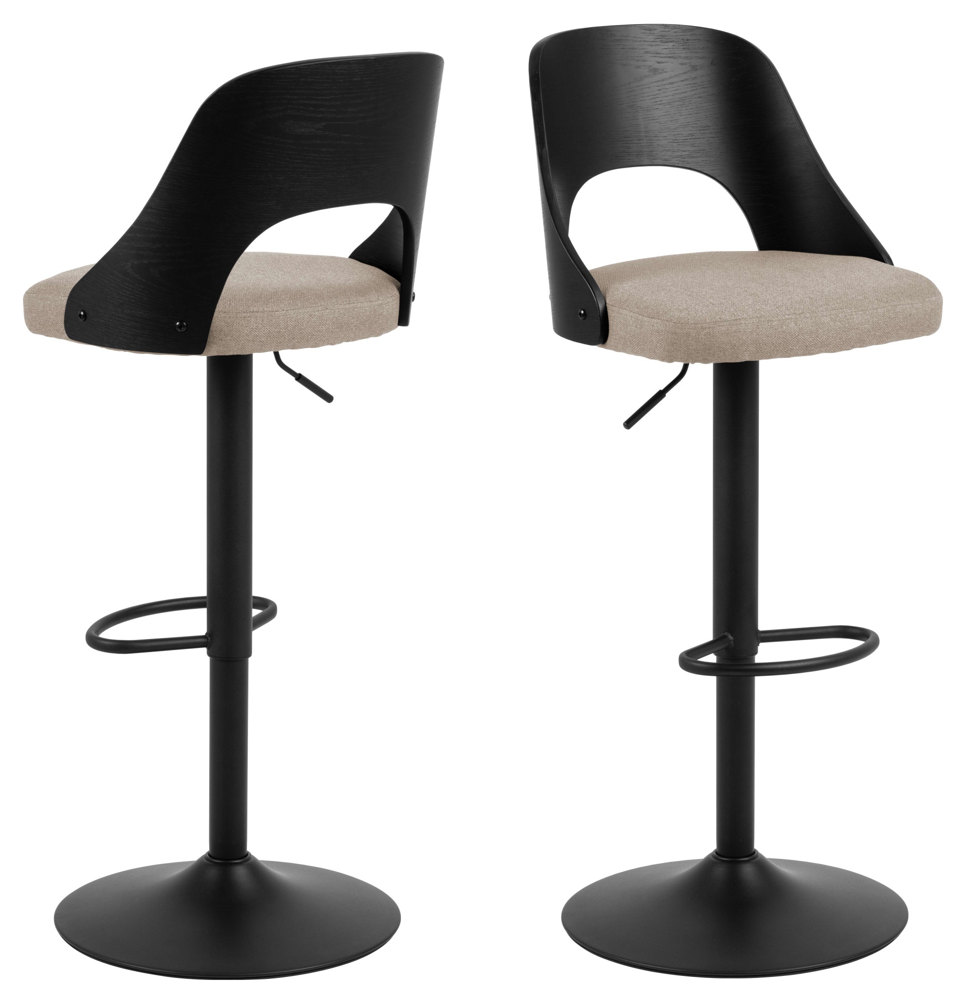 ACTONA GROUP Tabouret de bar »Lucy Barstuhl, Fussstütze, Drehbar, Höhenverstellbar,« tissu/placage, pied trompette, vérin à gaz, lot de 2