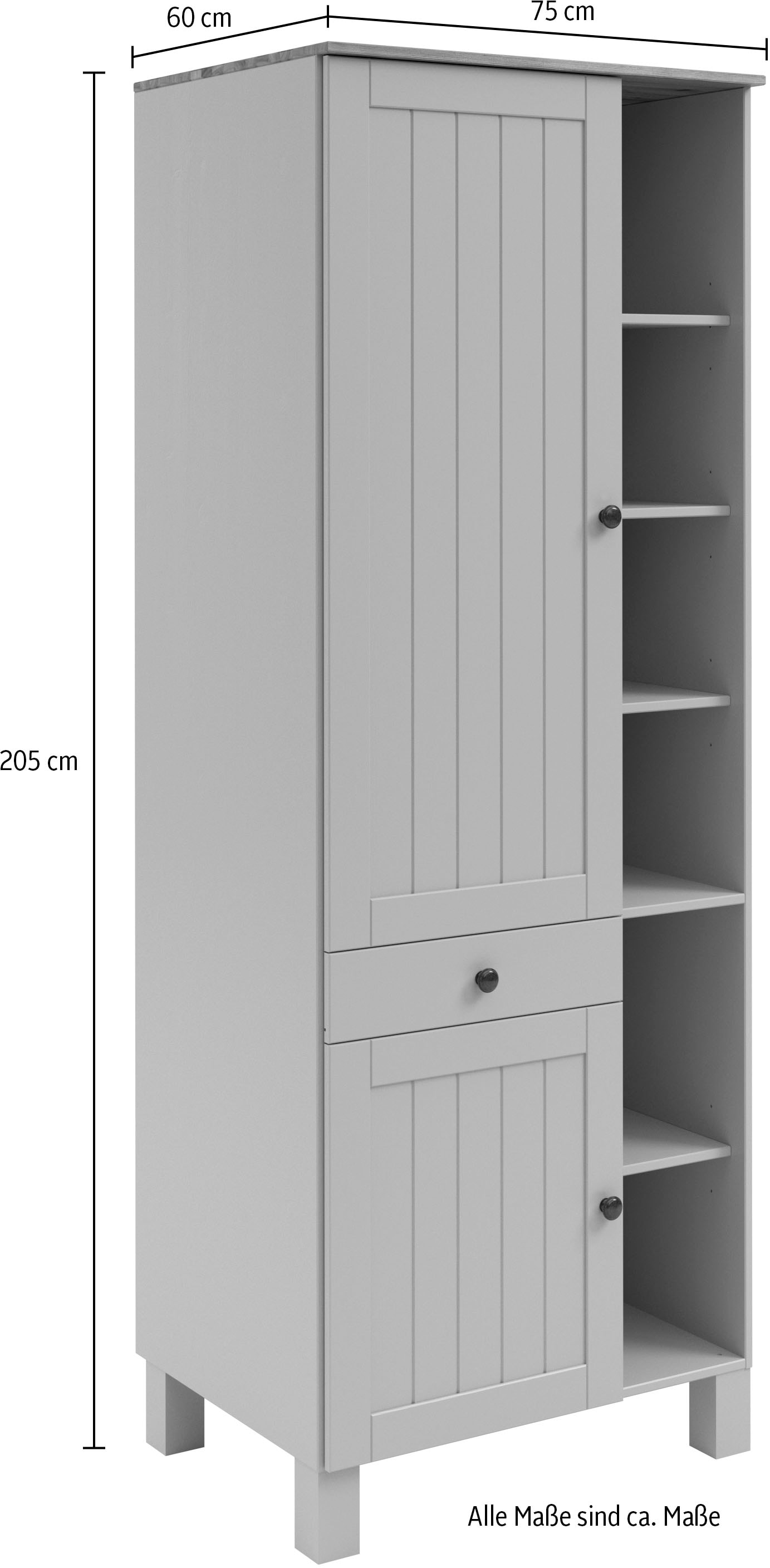 Home affaire Hochschrank »Alby2« Mit Metallgriffen, Breite 75 cm