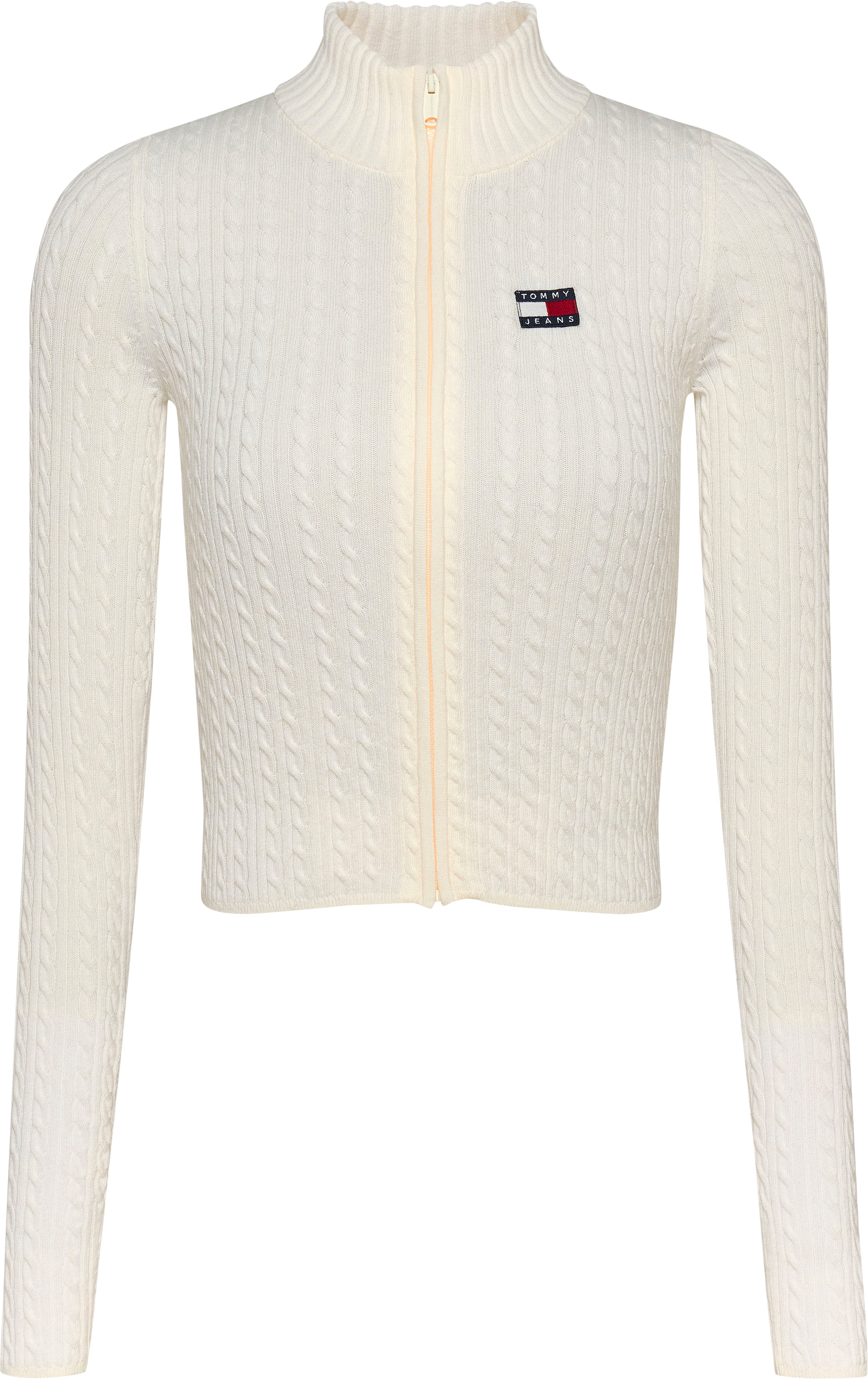 Tommy Jeans Strickjacke »TJW ZIP-THRU CABLE CARDIGAN«, mit Zopfmuster, Logo-Badge