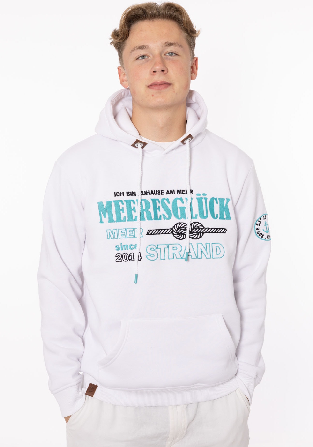 Hoodie »"Meeresglück" Herren«, mit gesticktem Detail am Ärmel und Kapuze