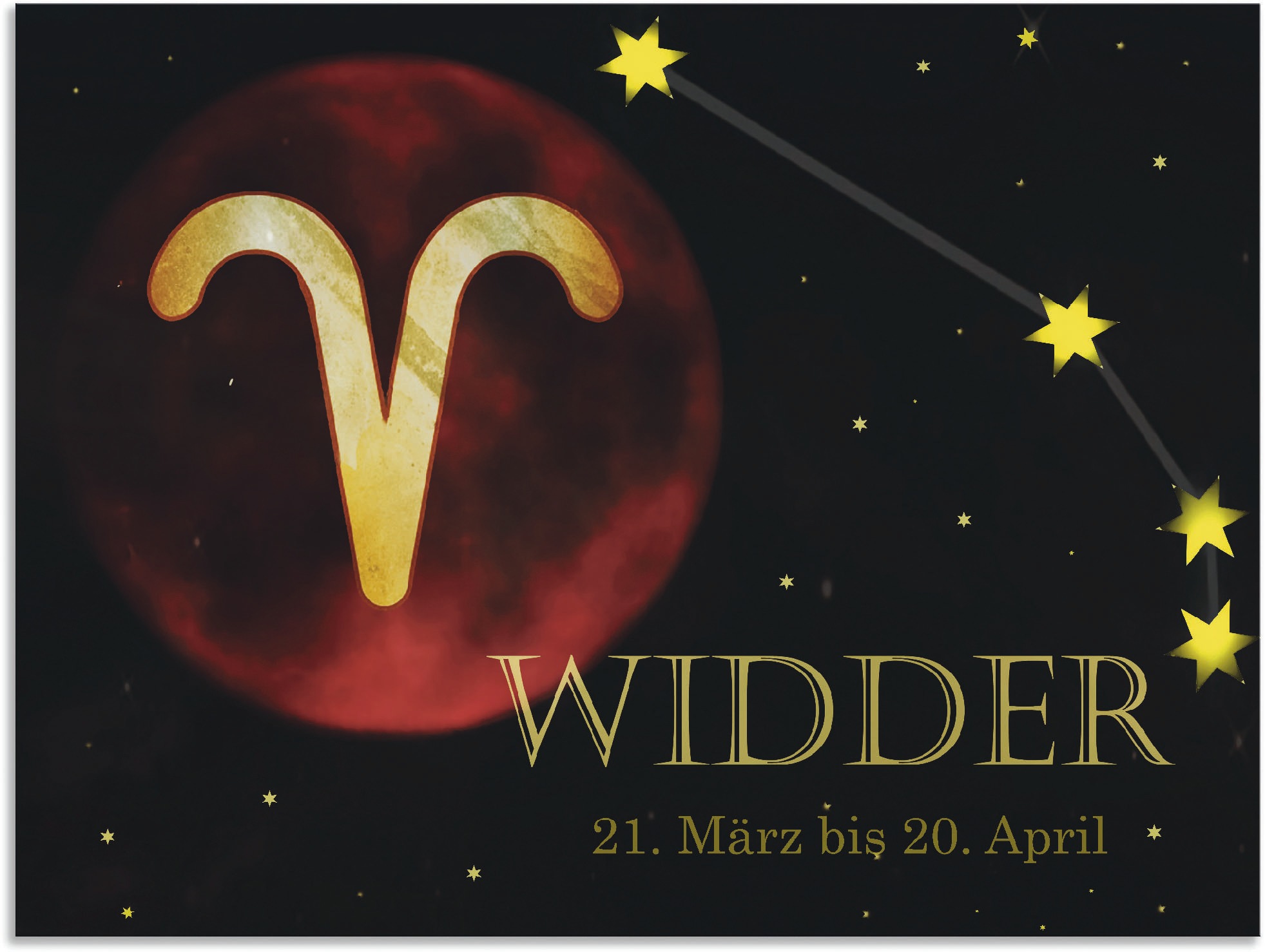 Image of Artland Wandbild »Sternzeichen - Widder«, Bilder von Sternzeichen, (1 St.), in vielen Grössen & Produktarten - Alubild / Outdoorbild für den Aussenbereich, Leinwandbild, Poster, Wandaufkleber / Wandtattoo auch für Badezimmer geeignet bei Ackermann Versand