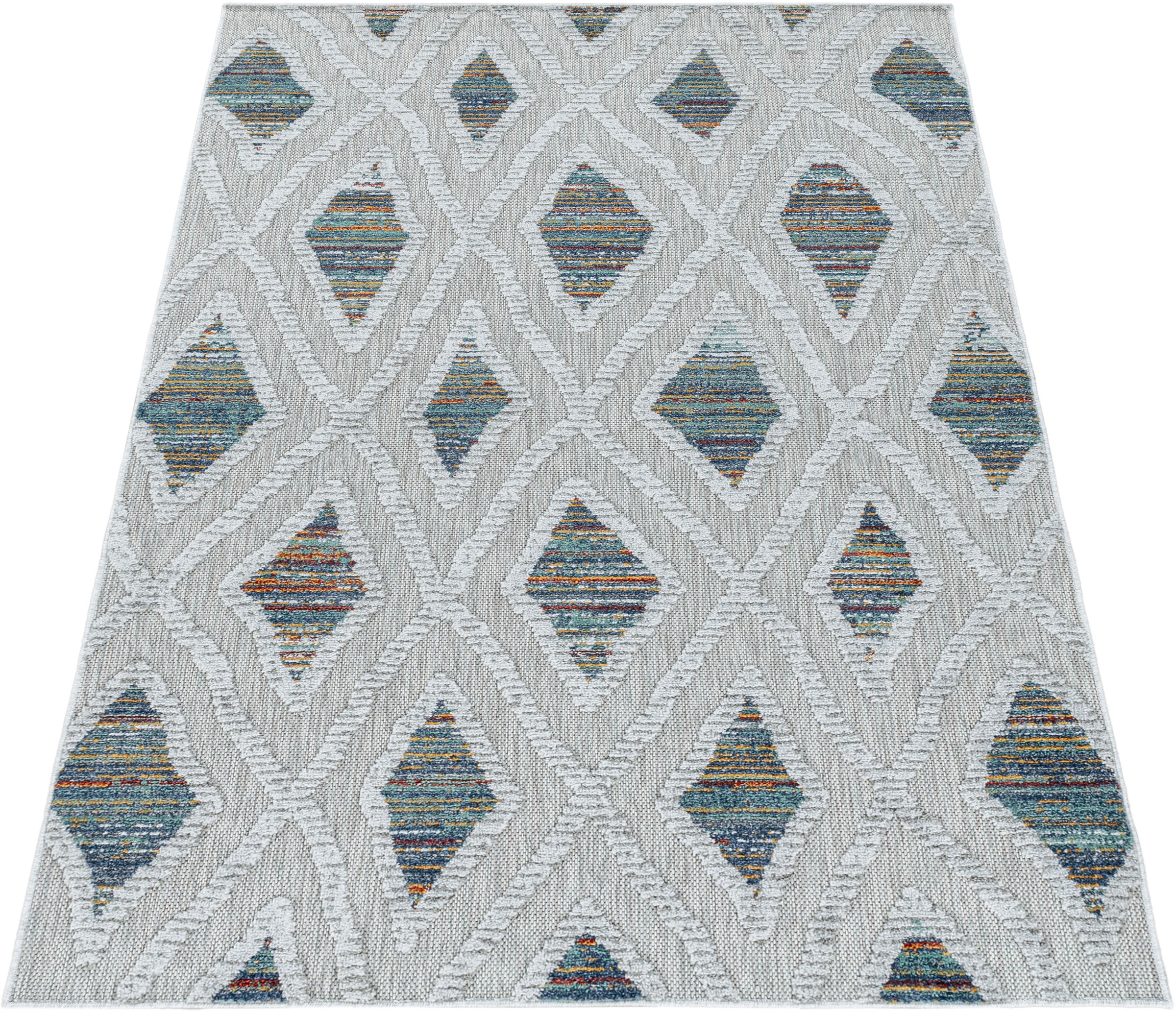 Ayyildiz Teppiche Teppich »BAHAMA 5157«, rechteckig, 8 mm Höhe, Läufer, Flachflor mit Hoch-Tief-Struktur, In-und Outdoor geeignet