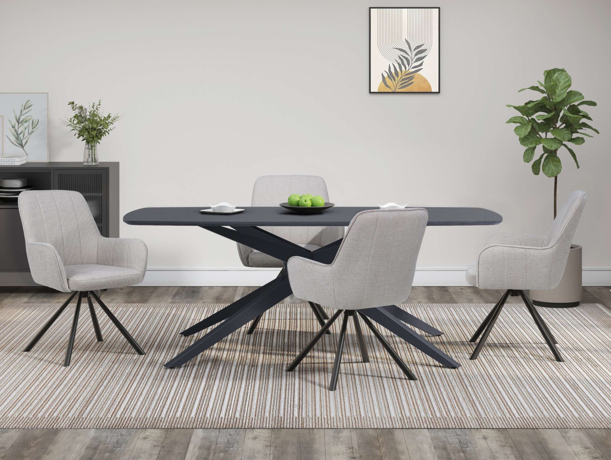 GOODproduct Esstisch »Dakona« Tischplatte mit Holzstruktur, schwarze Metallbeine, Höhe 76 cm