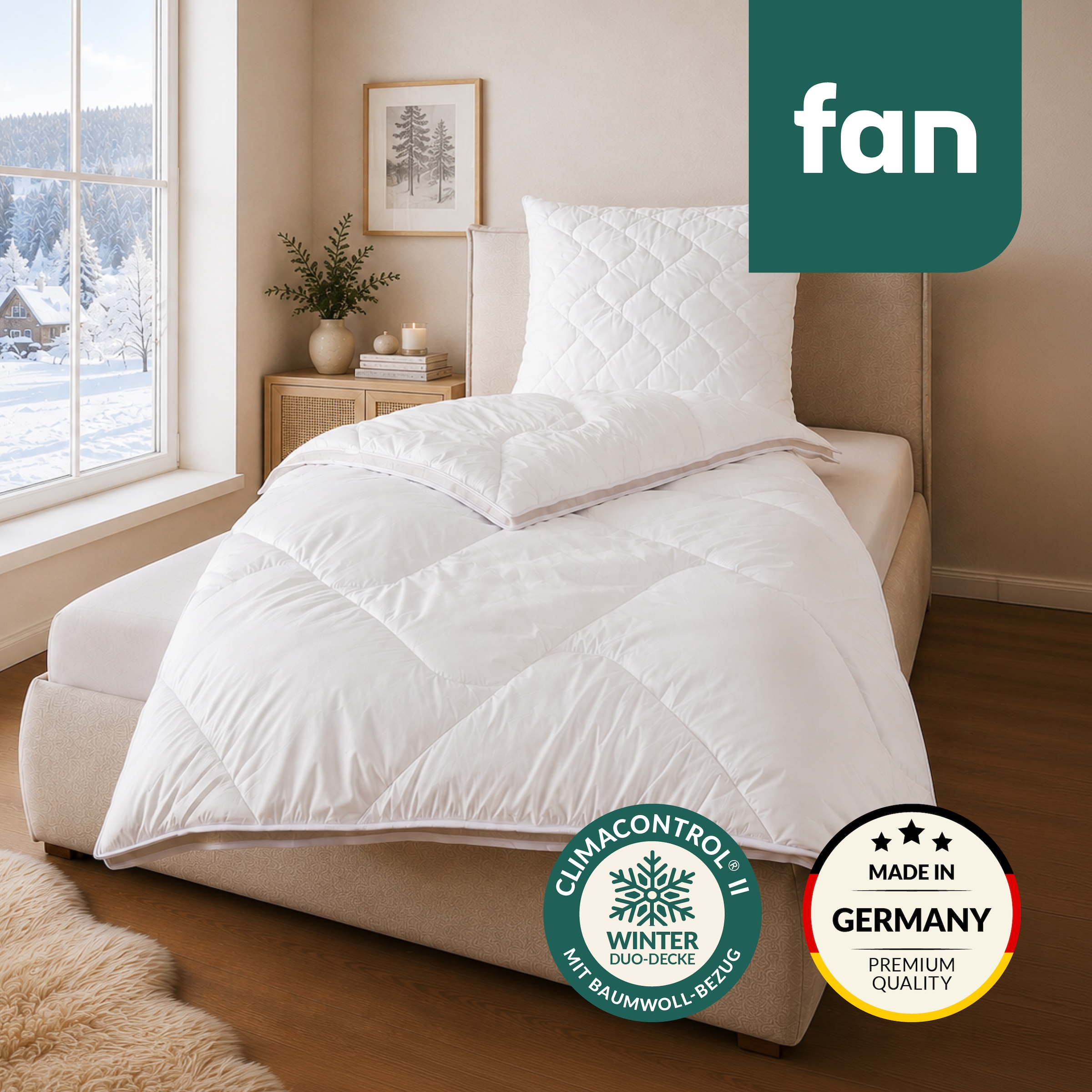 Image of fan Microfaserbettdecke "Climacontrol II, Bettdecken für den Winter, Made in Germany" warm Füllung 100% Polyester 1 Stk. tlg. Bettdecke 135x200 cm, 155x220 cm und weiteren Grössen, Decke