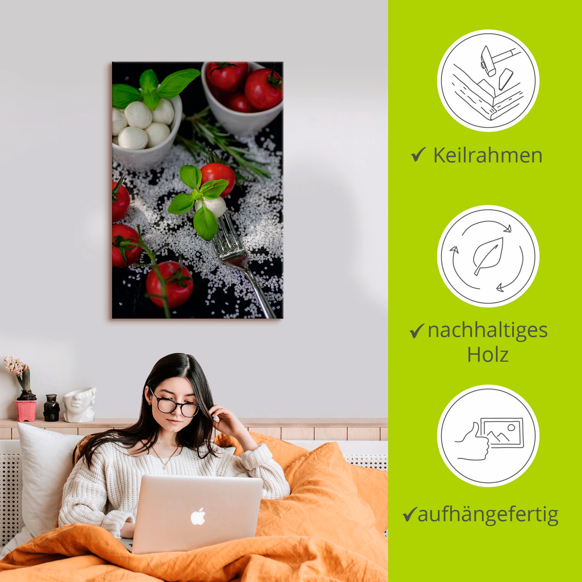 Artland Leinwandbild »Mediterranes aus der Küche« Lebensmittel 1 Stk. tlg. auf Holzrahmen gespannt