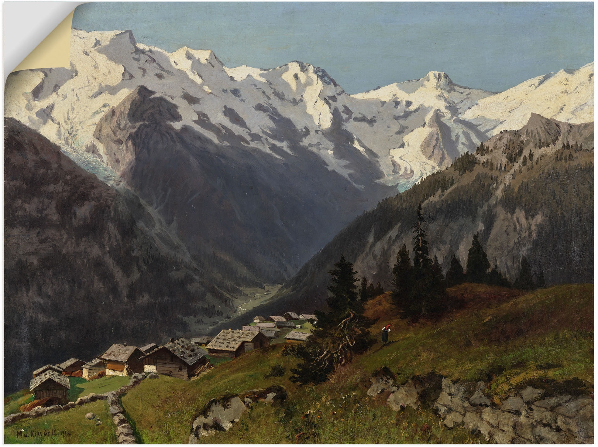 Image of Artland Wandbild »Mürren im Berner Oberland, Schweiz. 1913«, Berge & Alpenbilder, (1 St.), in vielen Grössen & Produktarten - Alubild / Outdoorbild für den Aussenbereich, Leinwandbild, Poster, Wandaufkleber / Wandtattoo auch für Badezimmer geeignet bei Ac