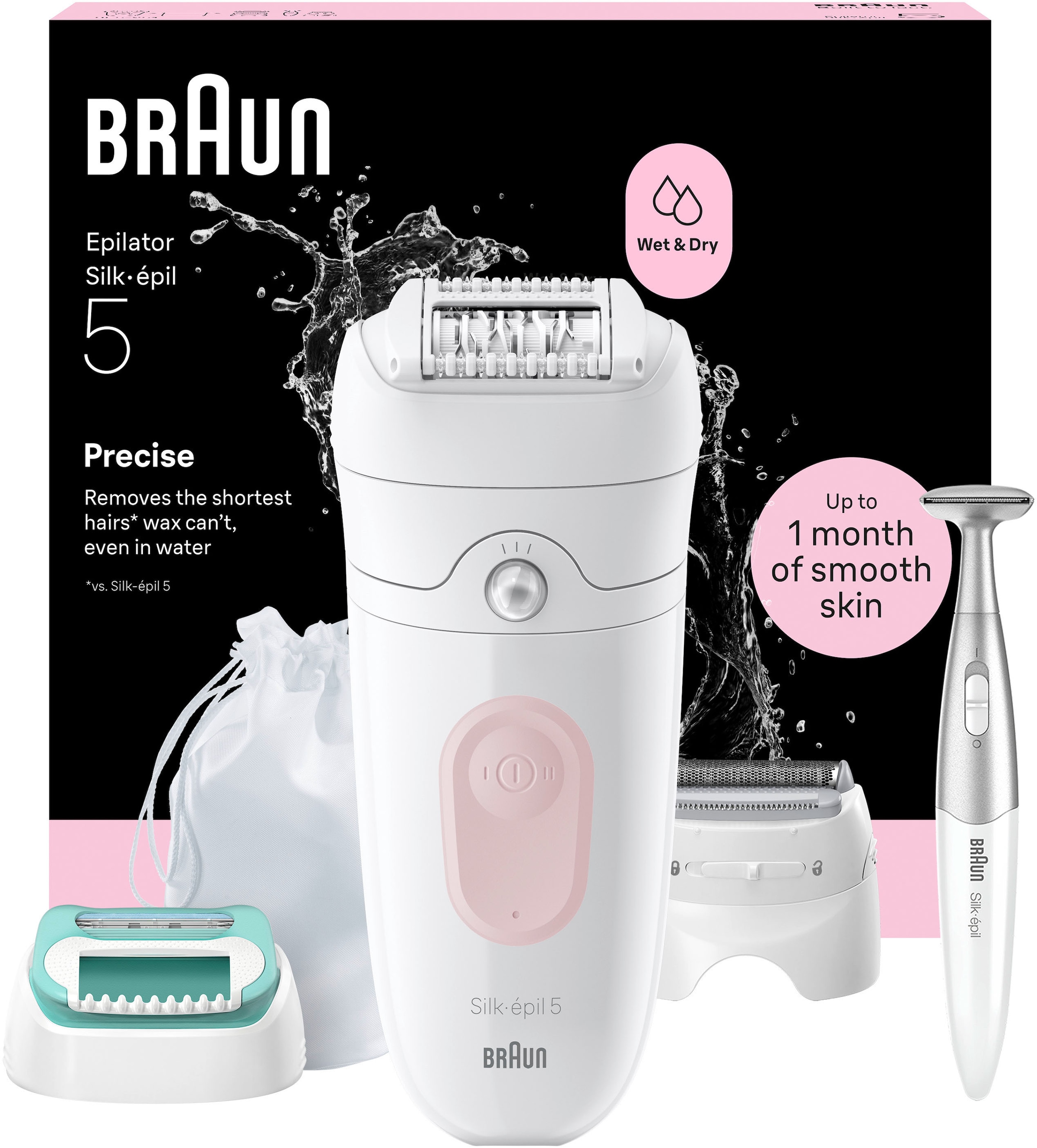 Image of Braun Epilierer "Silk-épil 5 SE5-251 (Modell 2026) 5-060 (Modell 2025)" mit Rasieraufsatz, Trimmeraufsatz und Peeling Aufsätzen
