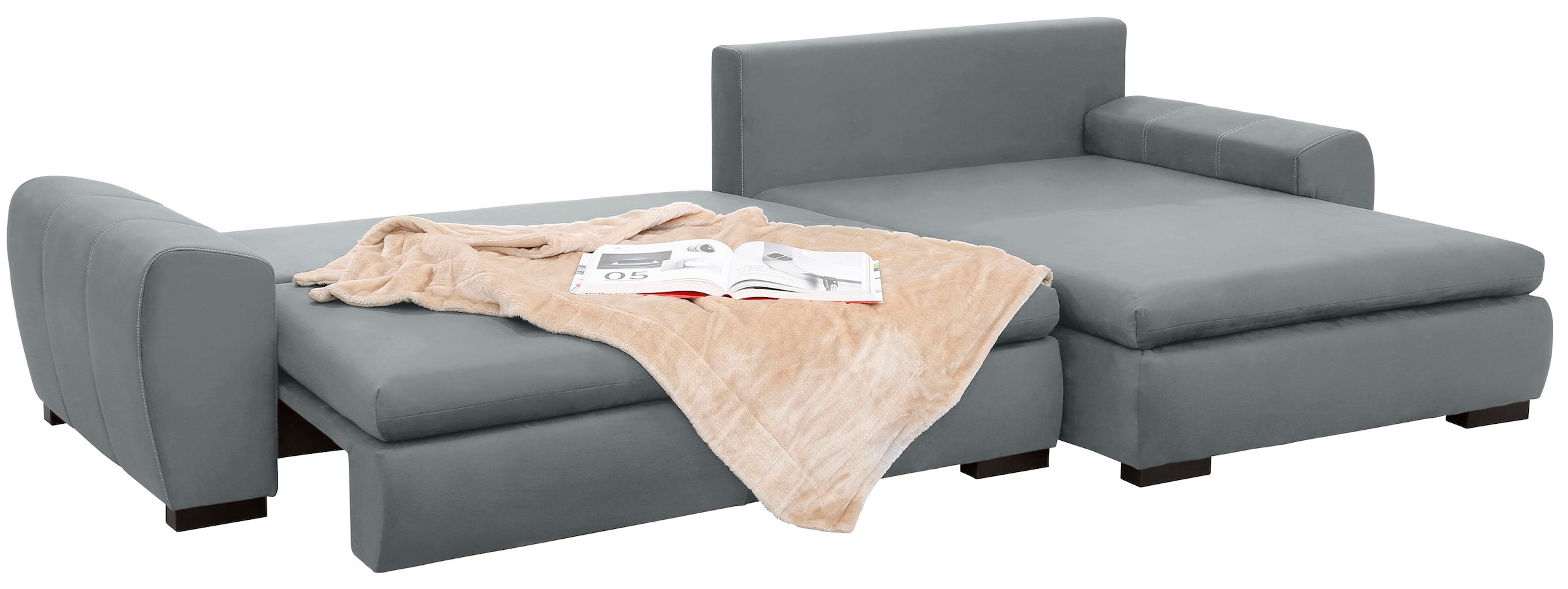 Home affaire Ecksofa Cara Mia L-Form, wahlweise mit Bettfunktion und Bettkasten, Massivholzfüsse