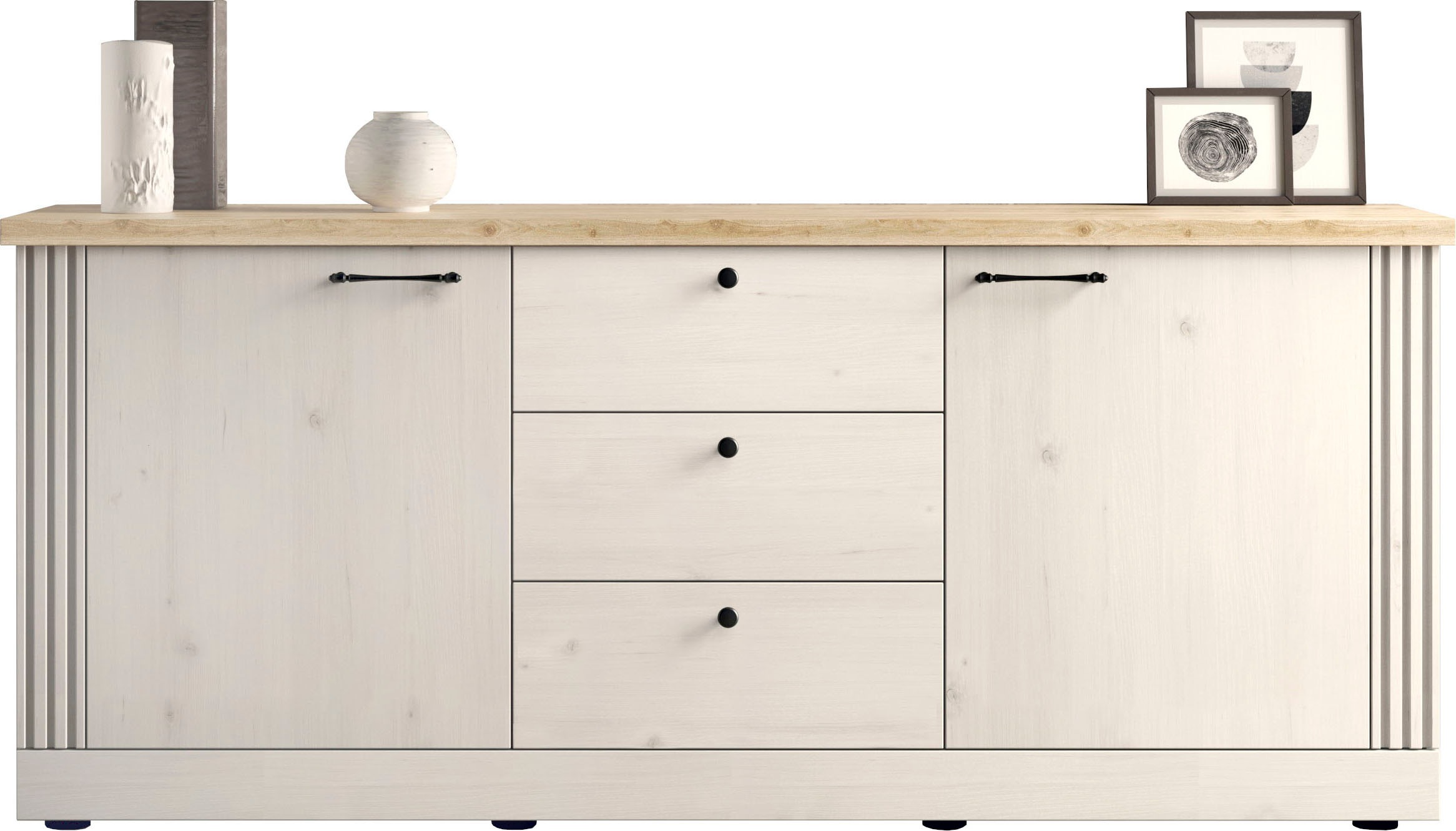 Image of GOODproduct Sideboard "Country Breite 211 cm, Kommode 2 Türen u. 3 Schubkästen, Anrichte" im Landhausstil, viel Stauraum, mit Metallgriffe, MDF Rahmen