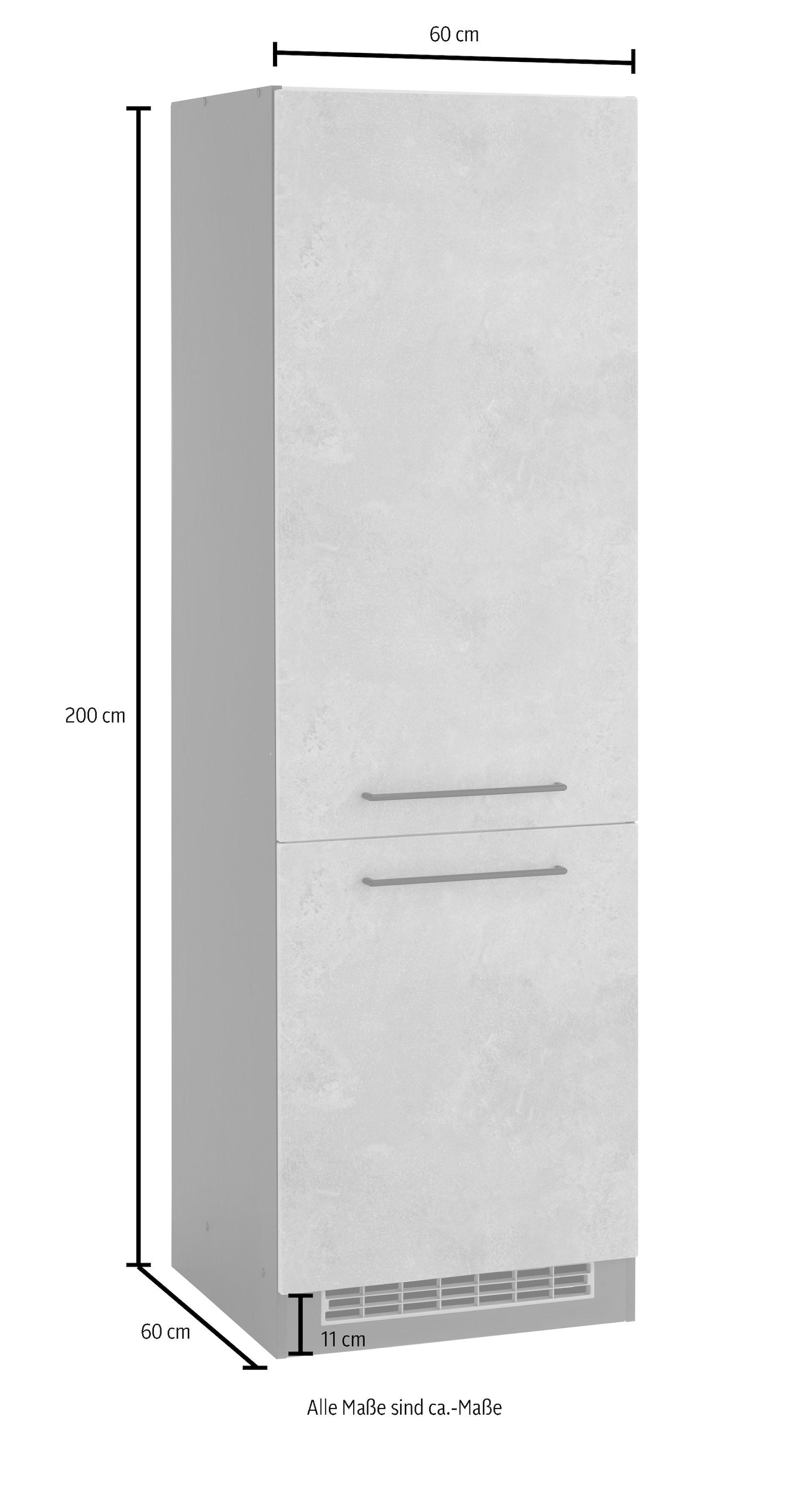 HELD MÖBEL Kühlumbauschrank »Tulsa«, 60 2 hoch, sur breit, Découvrir Türen, 200 MDF schwarzer cm cm Metallgriff, Front