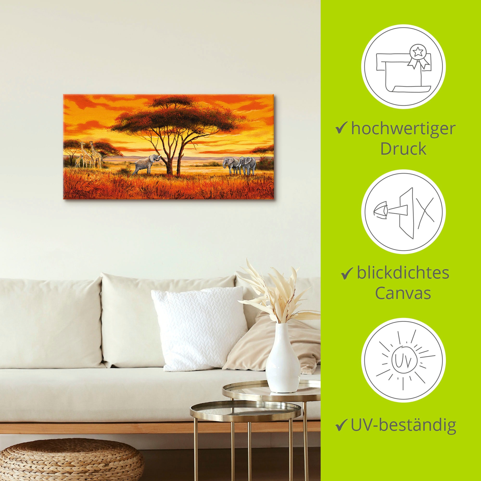 Artland Wandbild »Afrikanische Landschaft II«, Afrika, (1 St.), als Alubild, Outdoorbild, Leinwandbild, Wandaufkleber, versch. Grössen