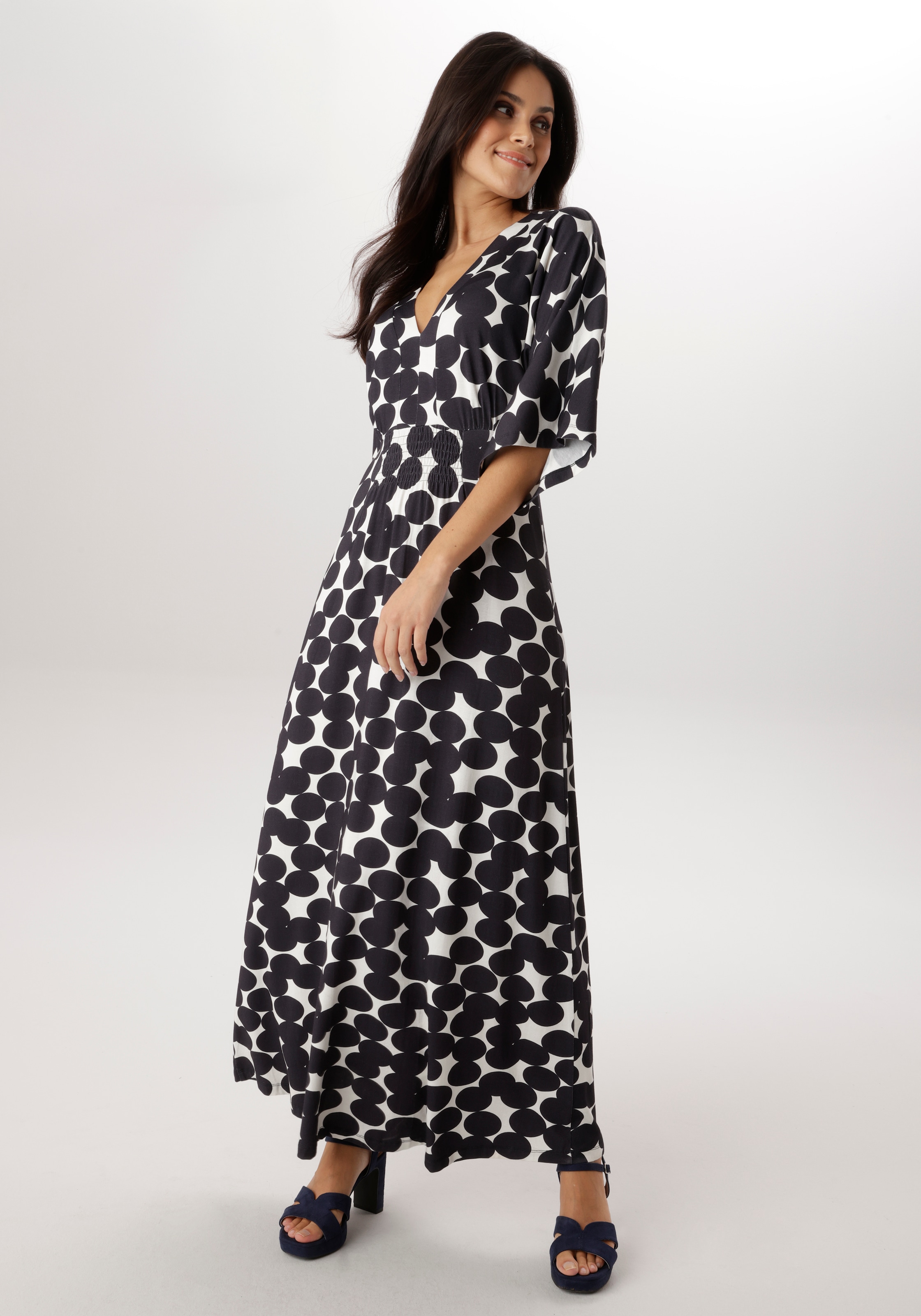 Aniston SELECTED Maxi robe mit weiten, 3/4-langen Ärmeln - NEUE KOLLKETION