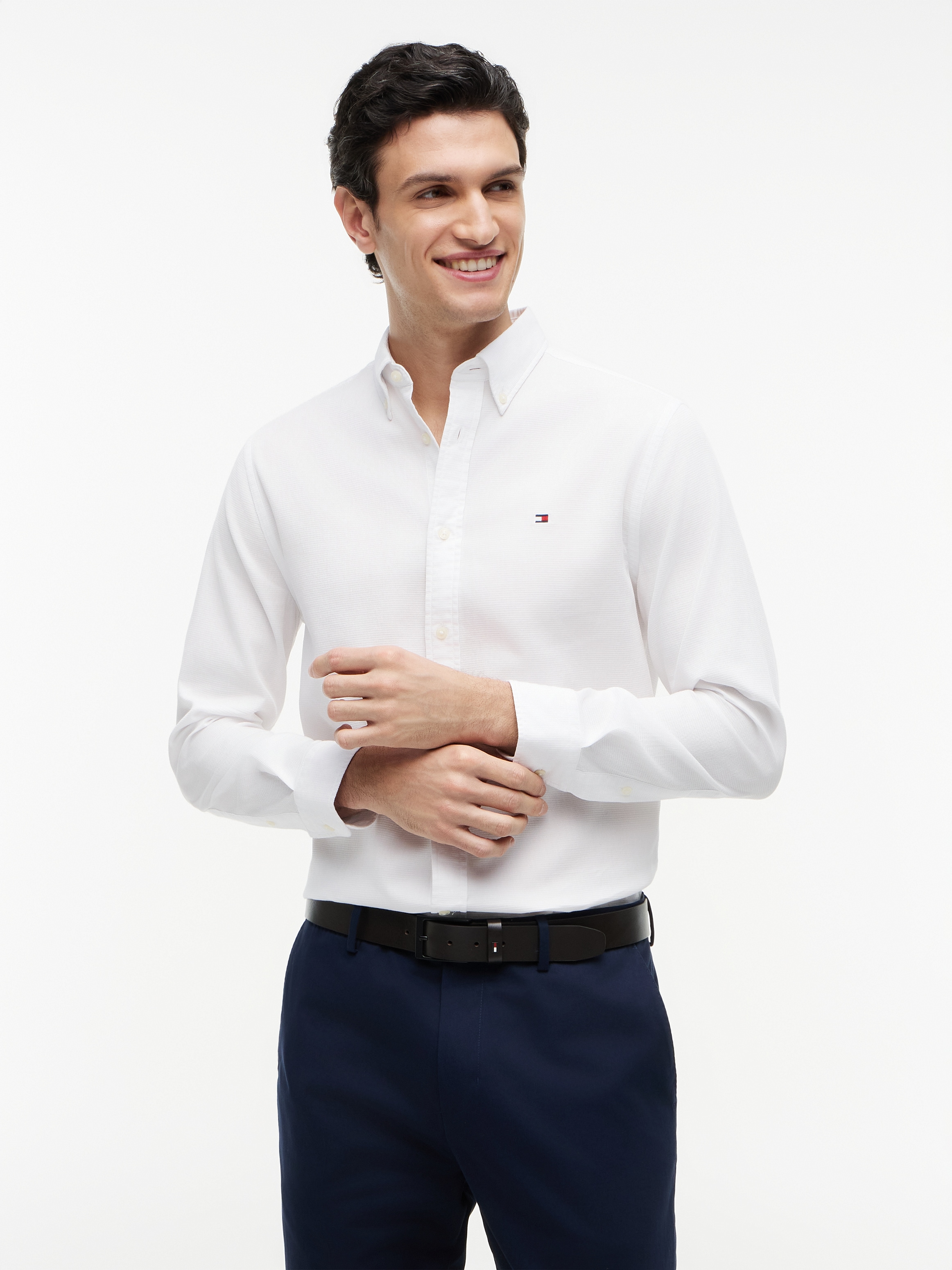 Tommy Hilfiger Langarmhemd »FLEX POP MINI DOBBY RF SHIRT« Regular Fit Dobby Structure