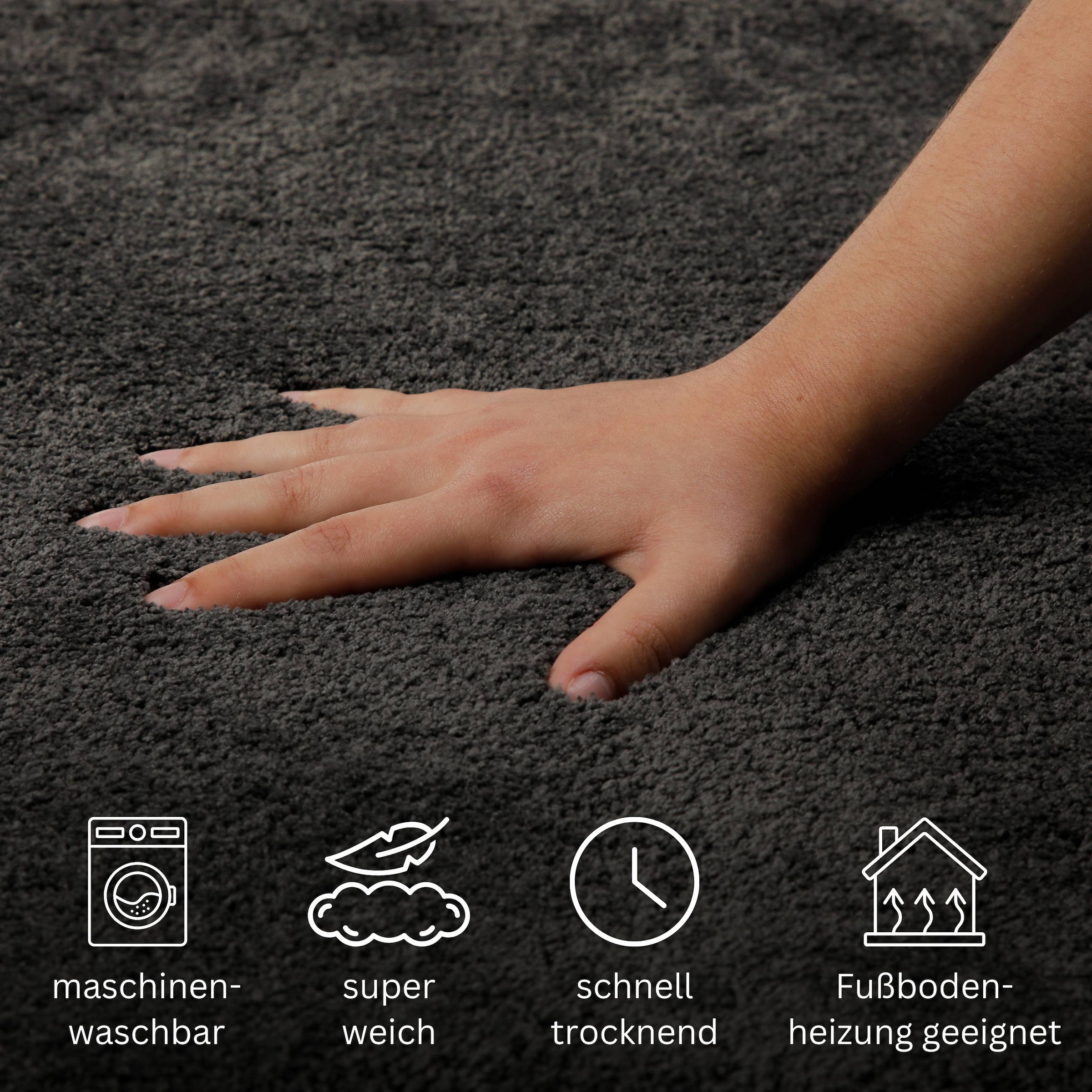 GOODproduct Tapis de bain »Neele« Höhe 20 mm Badteppich, getuftet, modern, Uni, antirutsch, flauschig, Hochflor