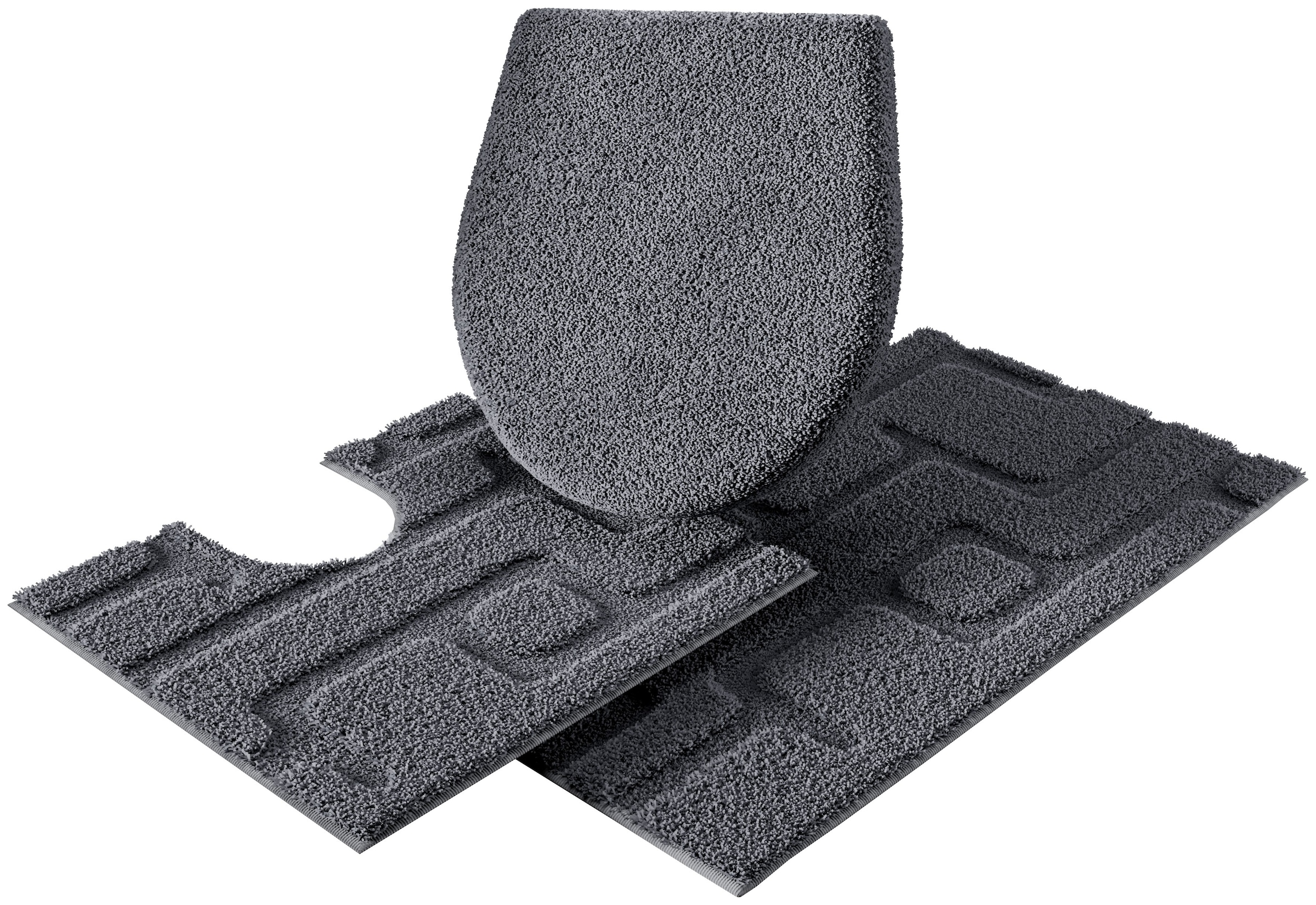 Grund Badematte »Riana, Badvorleger, Badezimmer Teppich, sehr weich« Höhe 20 mm rutschhemmend beschichtet schnell trocknend Modernes Design mit Linien in Hoch-Tief-Struktur, Made in Europe