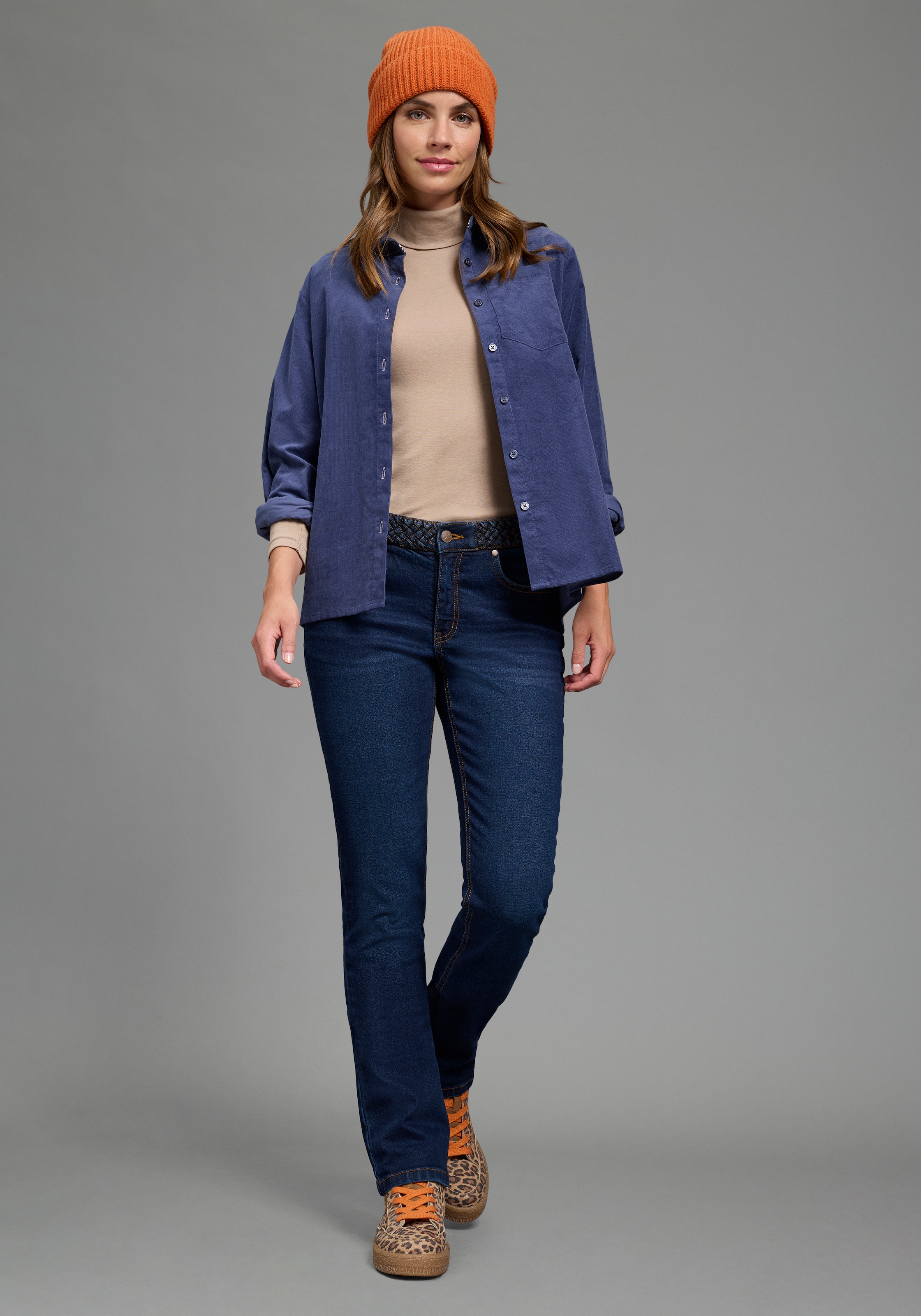 Arizona »mit Jeansgürteloptik« coupe droite Straight-Fit, jambe droite, taille normale