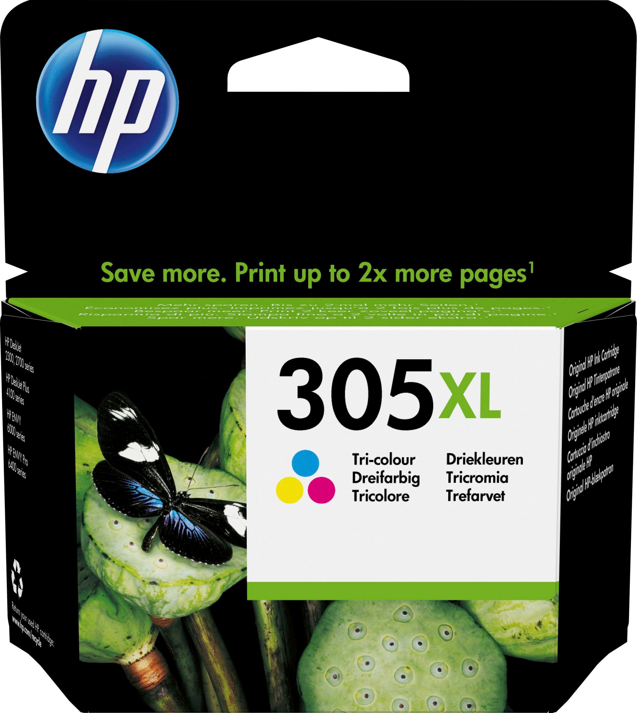 Image of HP Tintenpatrone "HP original Patrone 305XL Tri color C/M/Y" 3 Probemonate gratis* drucken