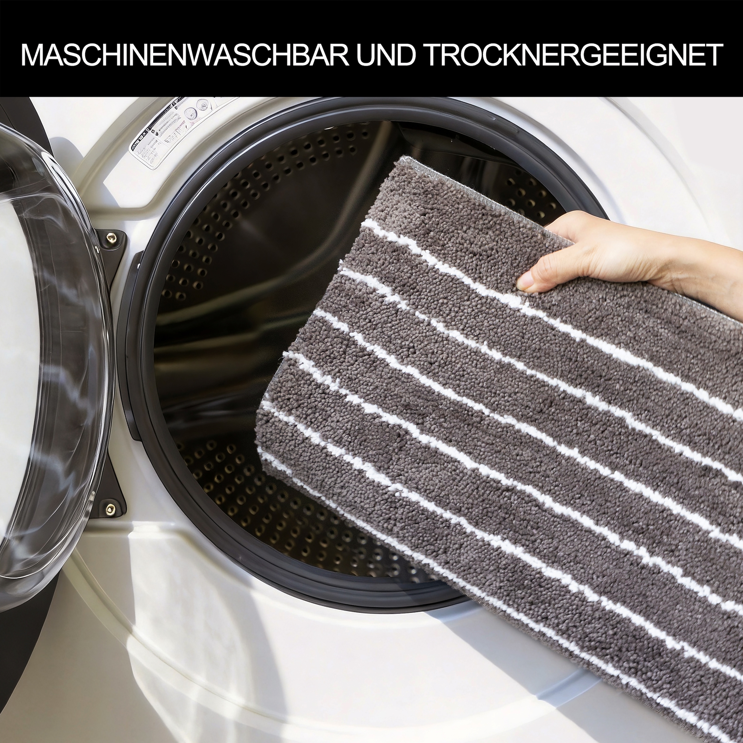 LeGer Home by Lena Gercke Tapis de bain »Tamsin, Badvorleger, Badezimmer Teppich, Duschvorleger« Höhe 10 mm revêtement antidérapant Séchage rapide | compatible chauffage au sol rayures, moderne