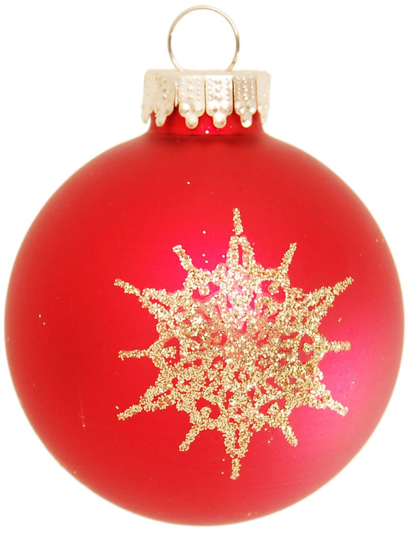 Krebs Glas Lauscha Weihnachtsbaumkugel »Schneeflocke rot« Weihnachtsdeko, Christbaumschmuck, Christbaumkugeln aus Glas