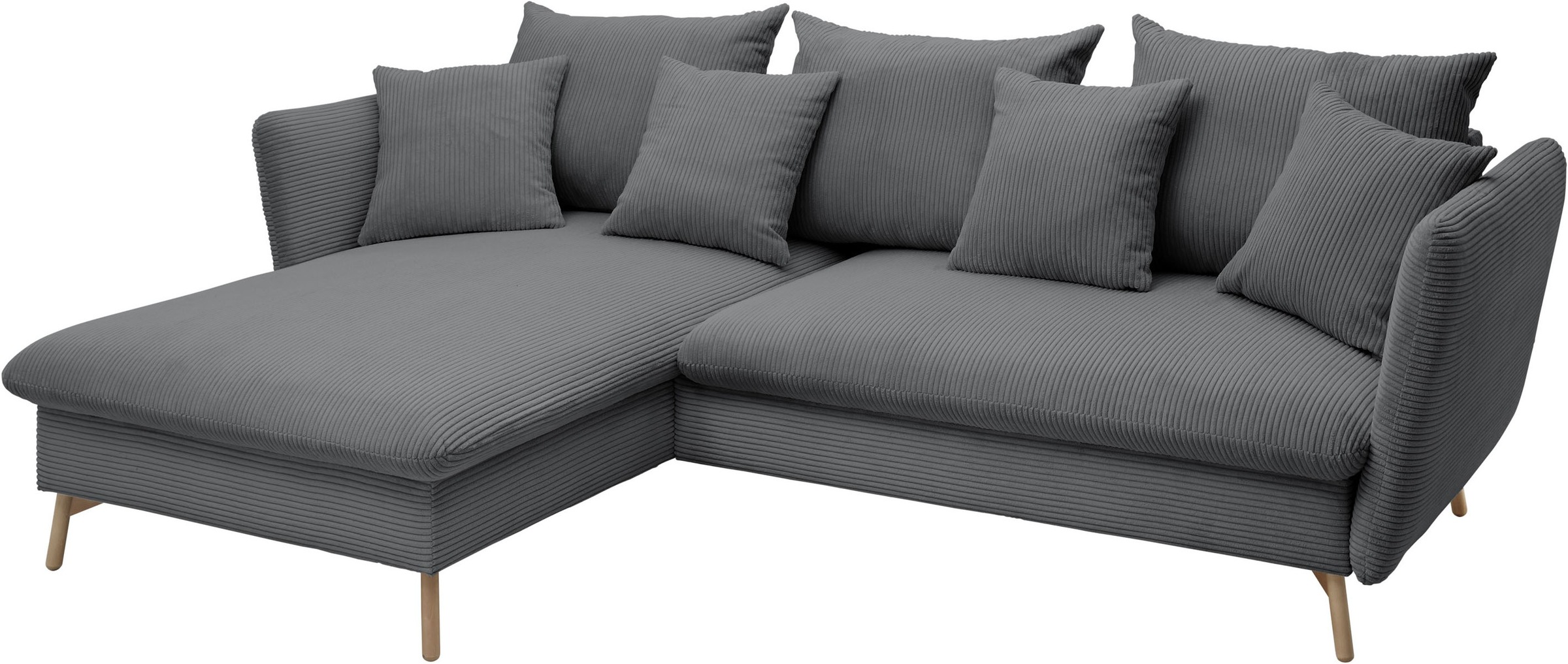 andas Ecksofa »MERLE, 258 cm, L-Form, traumhafter Cord,«, mit Bettfunktion und Bettkasten, Liegefläche 224 x 139