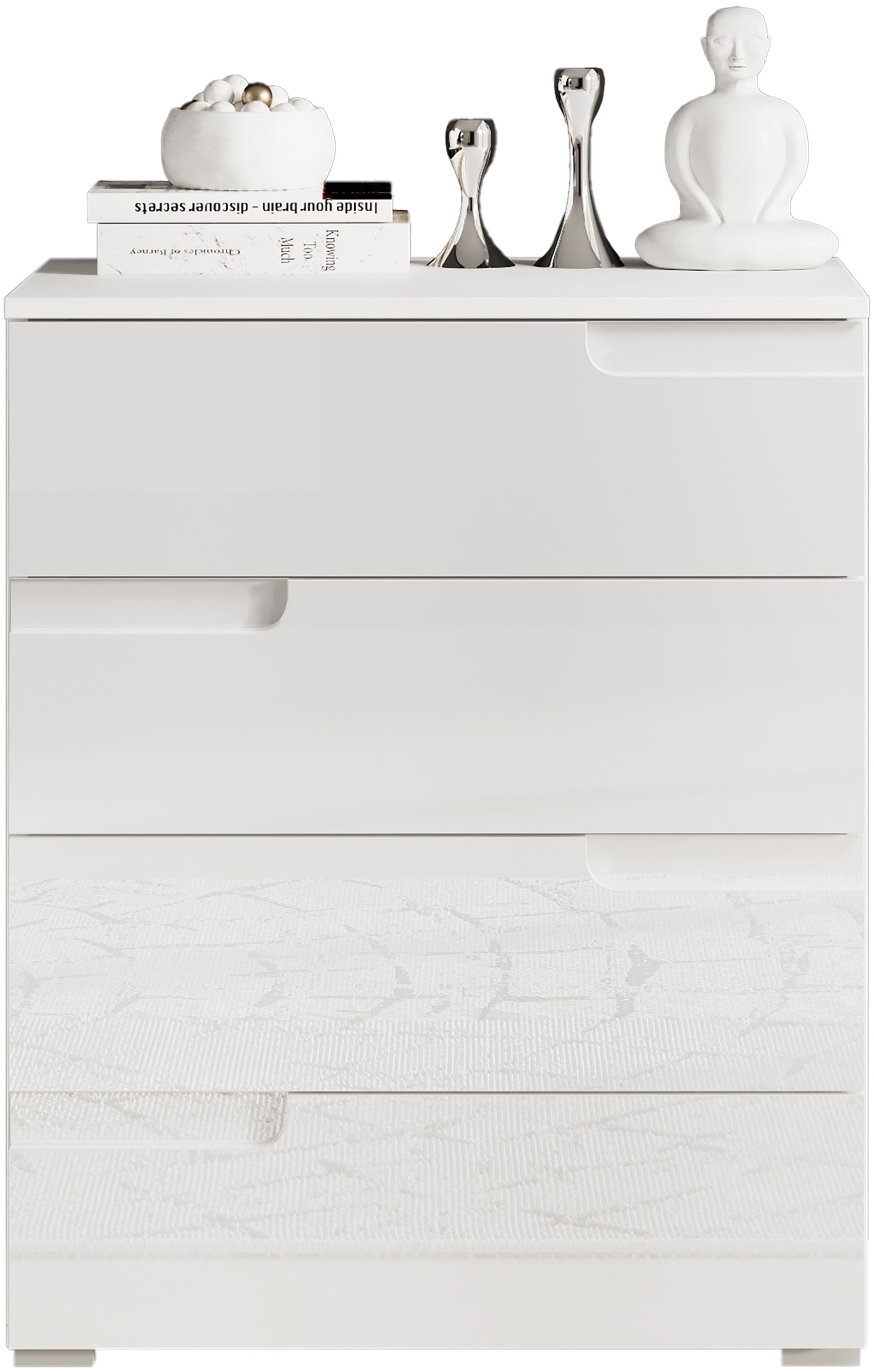 HBZ Kommode »Spice weiss hochglanz, BxHxT 65x80x40 cm«, Kommode mit 4 Schubkästen