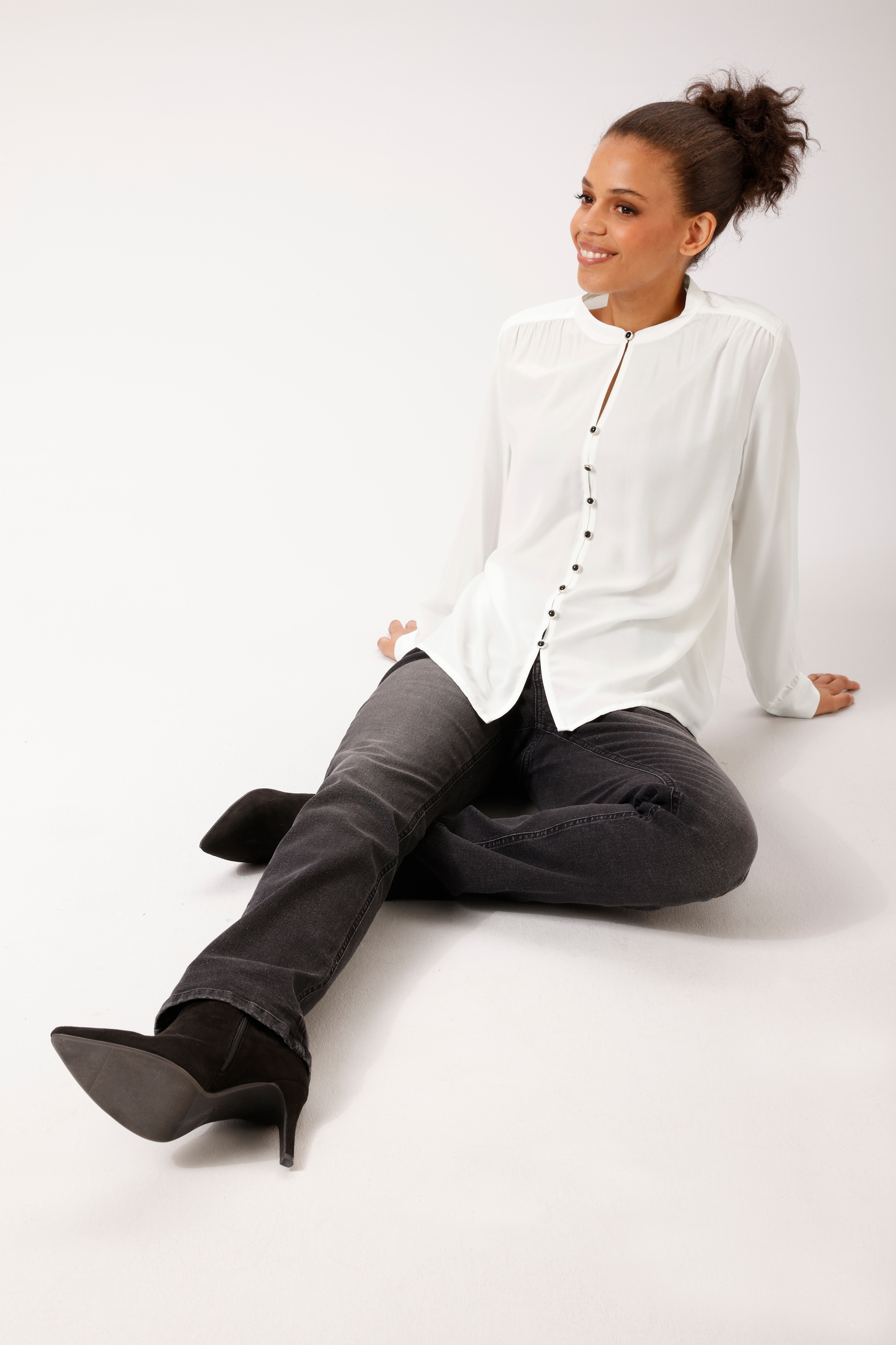 Aniston CASUAL Blouse à manches longues fermeture avec boutons décoratifs - NOUVELLE COLLECTION