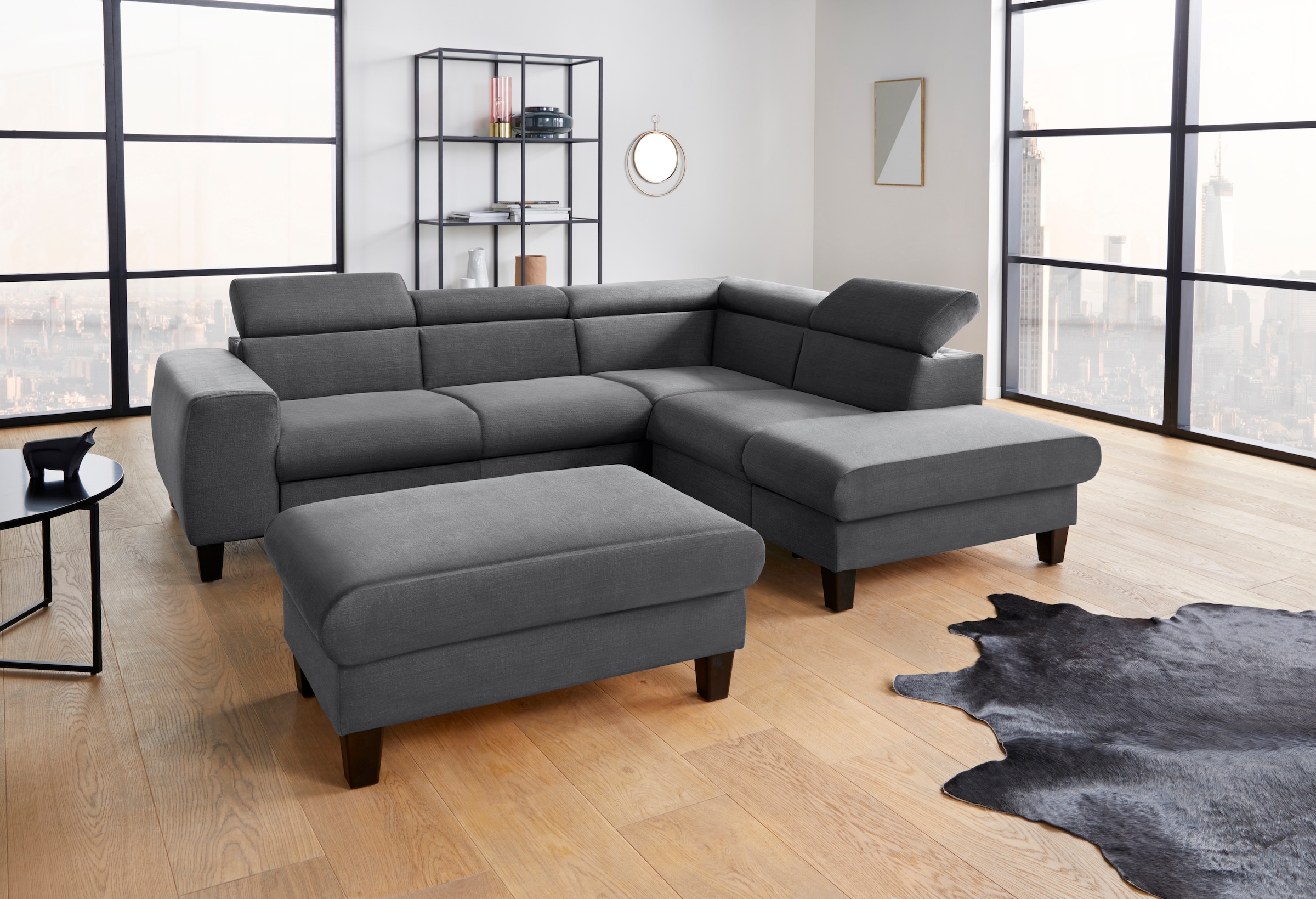 COTTA Ecksofa »Morven L-Form«, Kopfteilverstellung, wahlweise mit Bettfunktion und Bettkasten