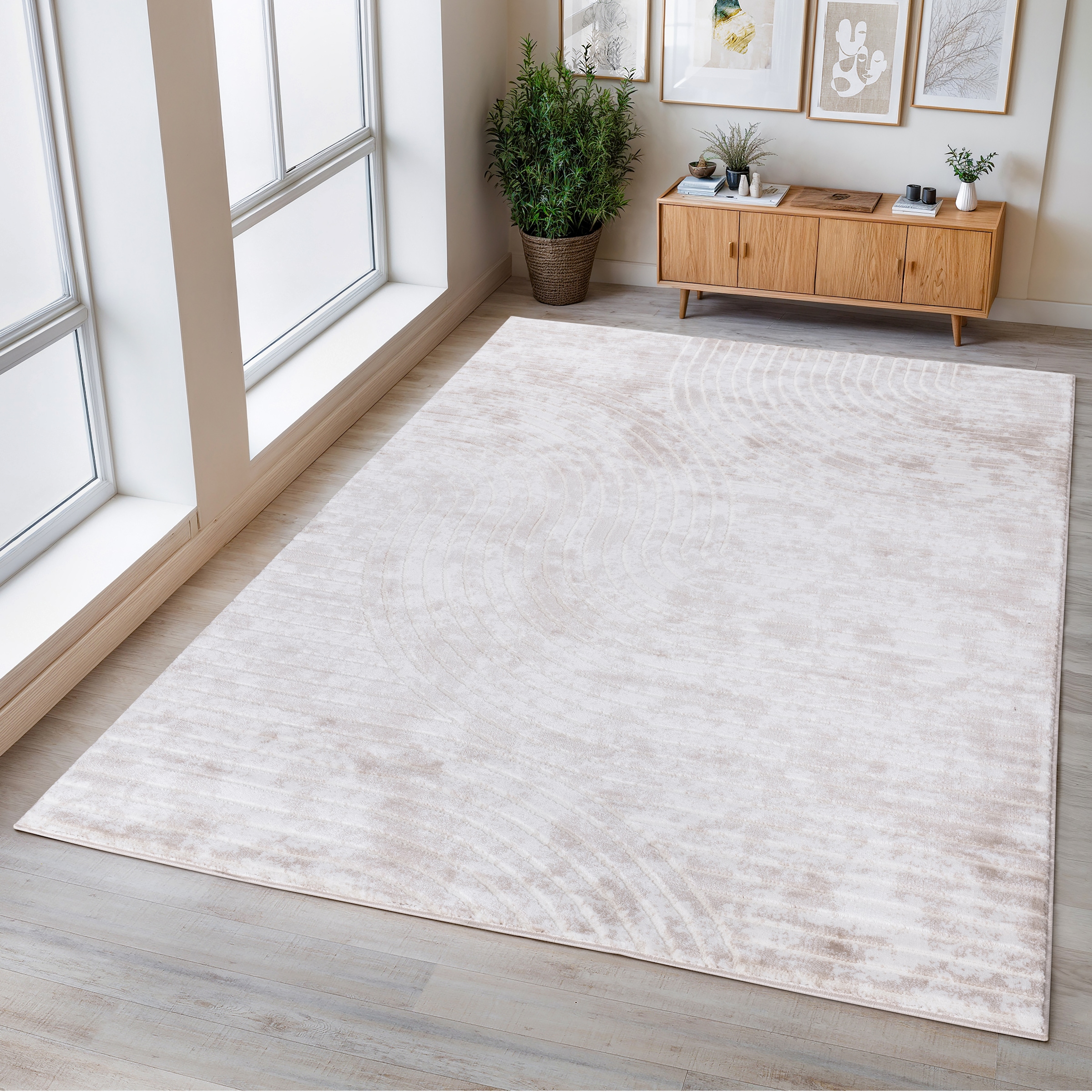 GOODproduct Teppich »Luvu, mit Hoch-Tief-Struktur« rechteckig 12 mm Höhe Modernes Design, Boho-Charme, dezenter Glanz, Wohnzimmer, Schlafzimmer