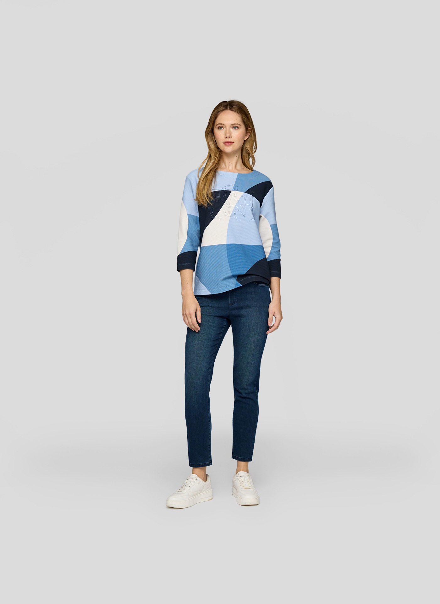 Rabe 3/4-Arm-Shirt, Sommershirt mit All-Over Print und Gflitzersteinen