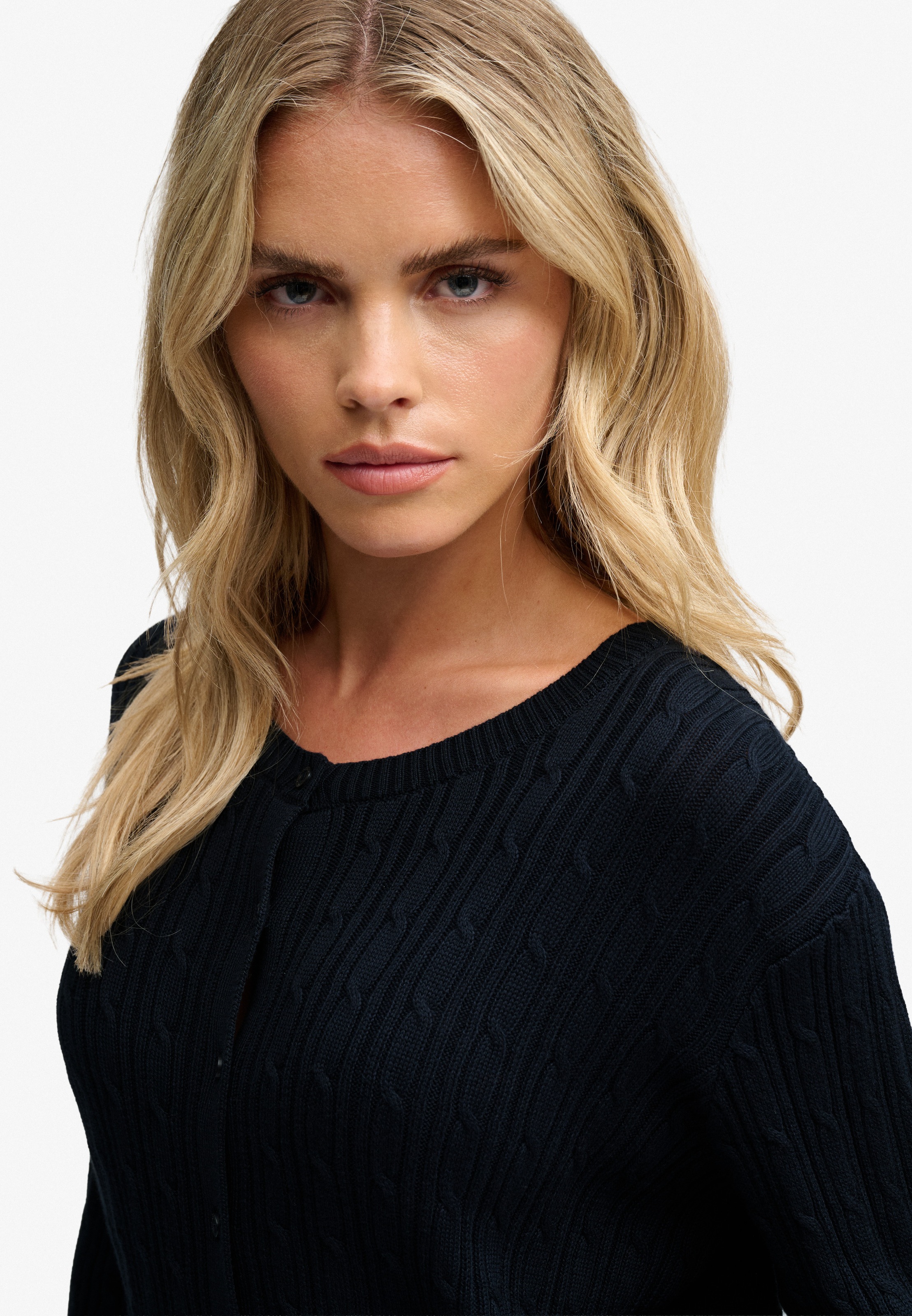 Superdry Strickjacke »SLOUCHY CABLE CARDIGAN« Baumwollmischung