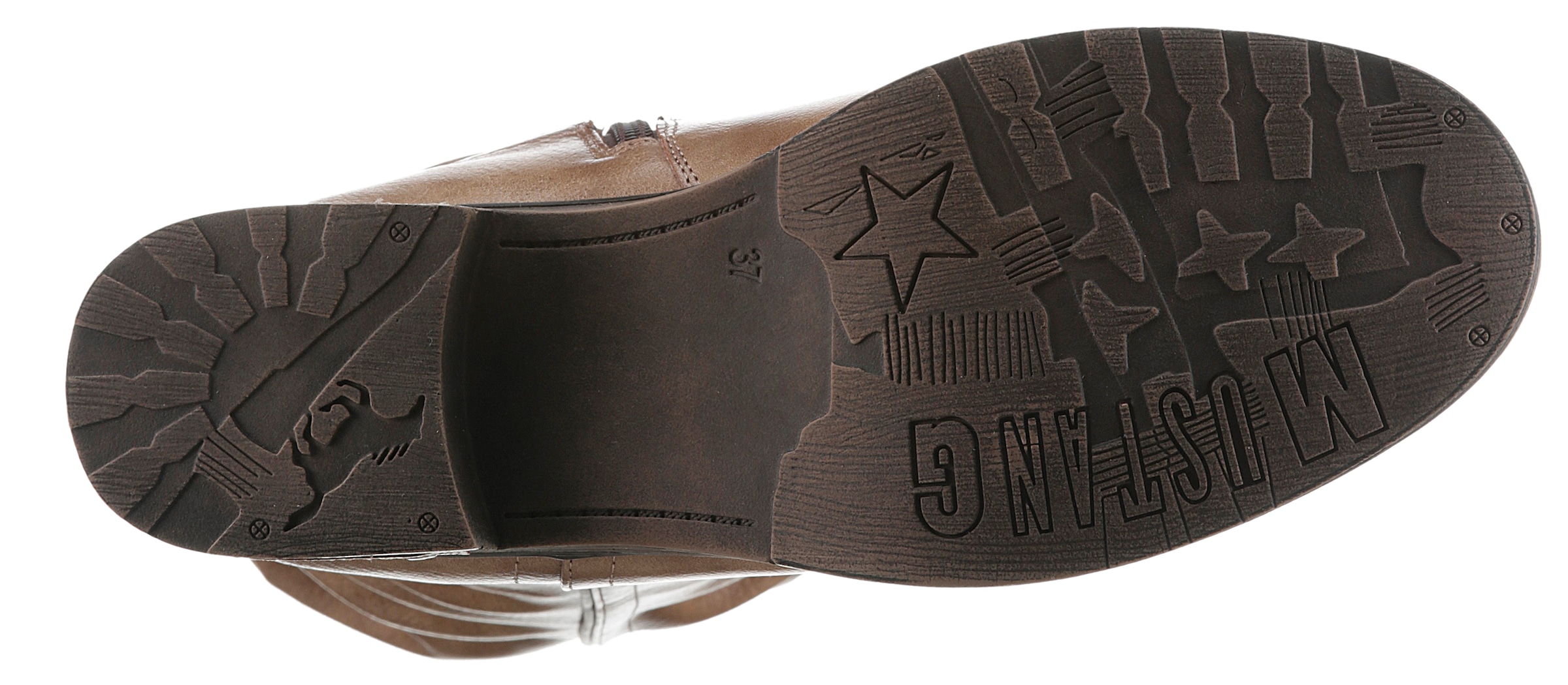 Mustang Shoes Winterstiefel, Langschaftstiefel, Blockabsatz, mit Raffungen am slouchy Schaft