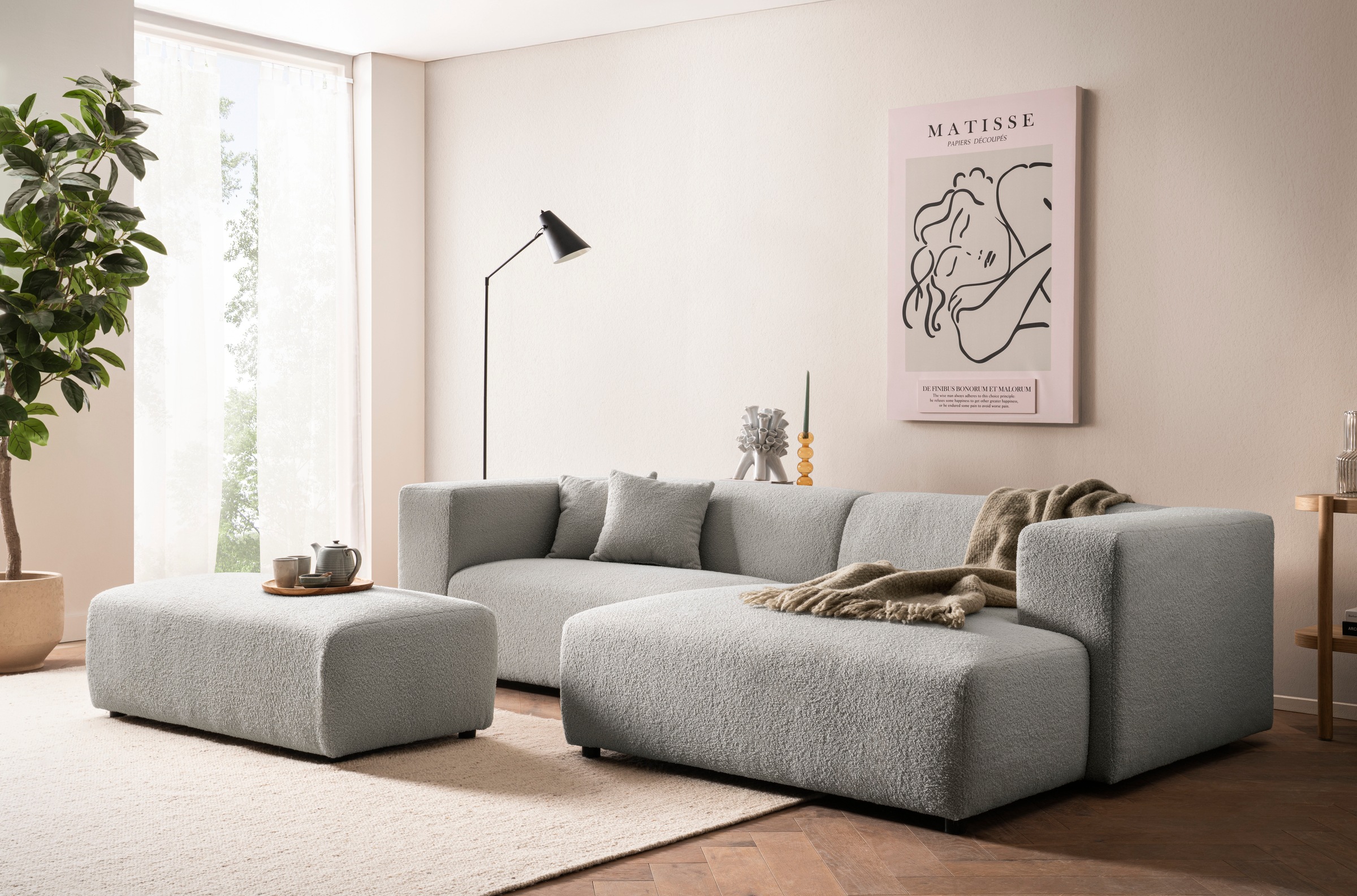 andas Hocker »BAKELS, Polsterhocker in Cord oder Boucle-Stoff«, zur Serie BAKELS, Hocker stellbar zum Schlafsofa (Krokodilverbinder)