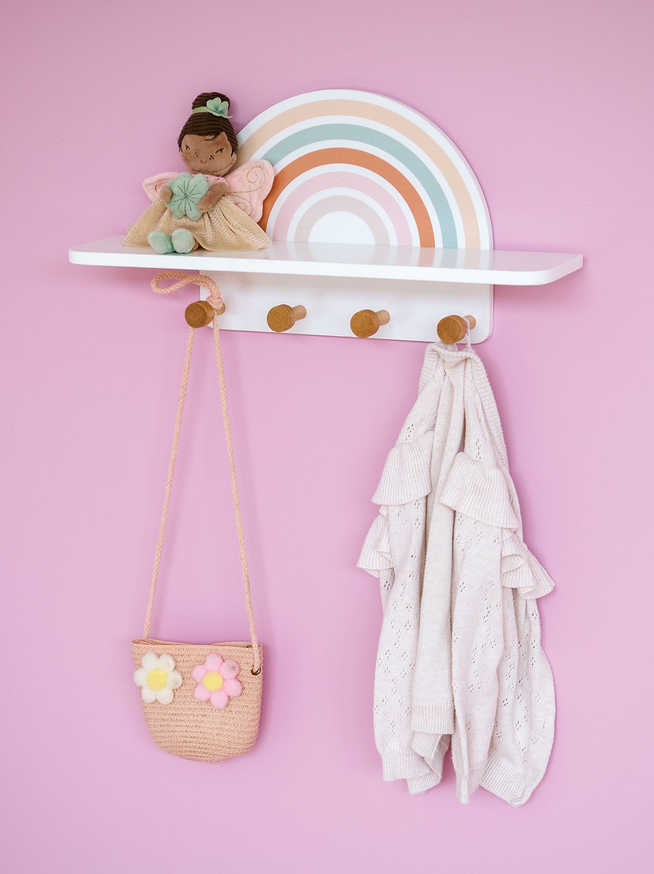 Zeller Present Garderobenleiste »MDF / Kiefer« inkl. 4 Kleiderhaken aus Kiefer