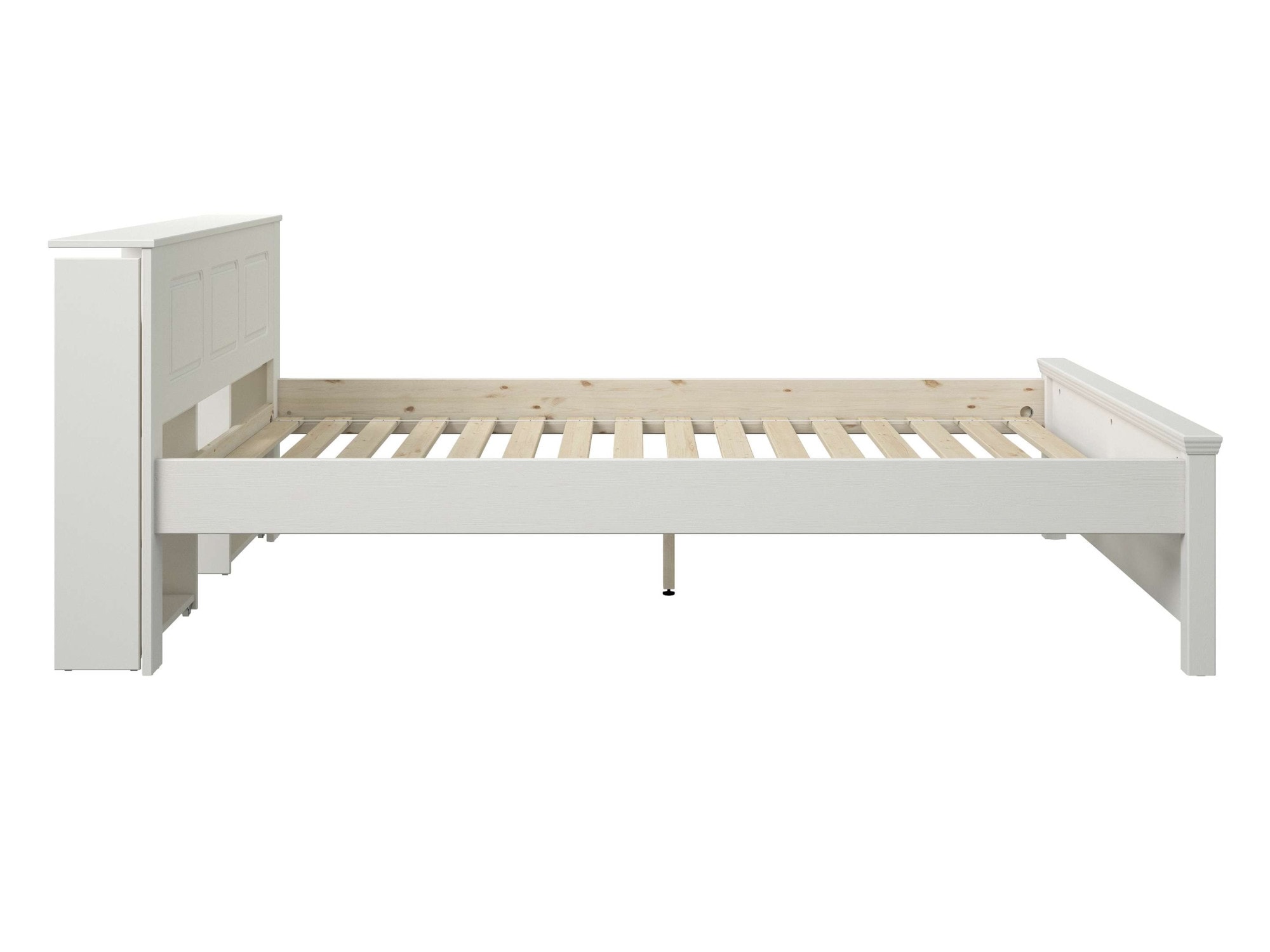 GOODproduct Lit »Malme, mit unsichtbaren, herausziehbaren Regalen, maximaler Stauraum« ,  y compris sommier à lattes, fabriqué en UE, bois massif certifié FSC®