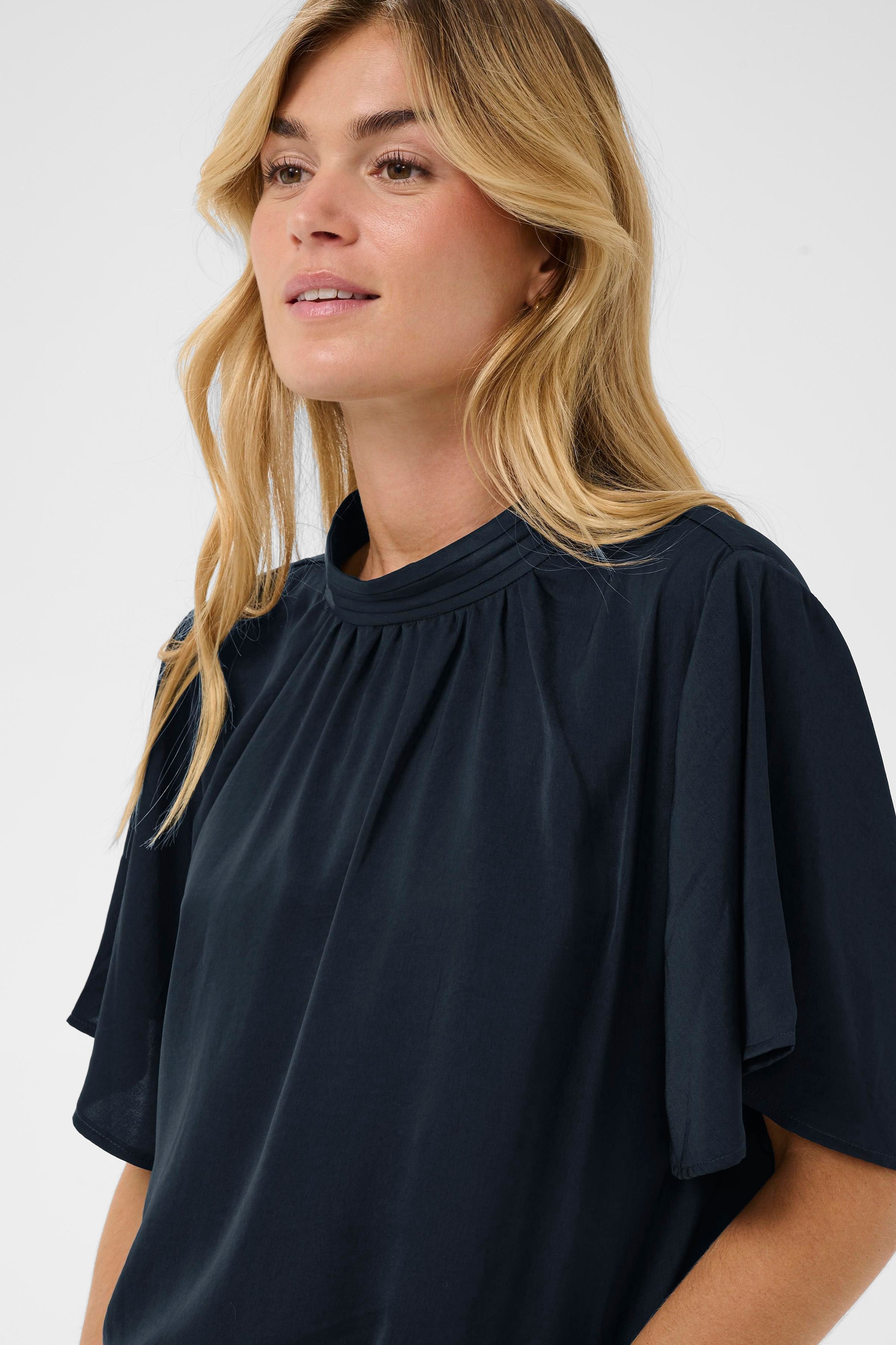Saint Tropez Blouse à manches courtes »AileenSZ Flared Blouse« Kunstfaser, Regular fit