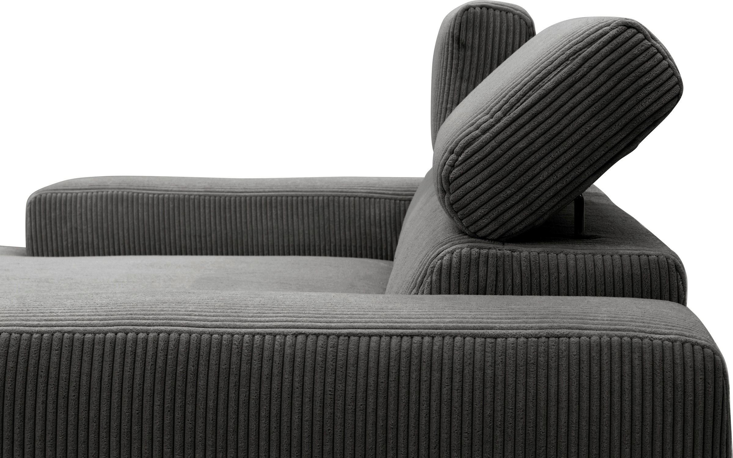 DOMO collection Ecksofa »Brandon B/T: 214/100 cm, belastbar bis 140kg/ Sitz, L-Form«, Cord, grau