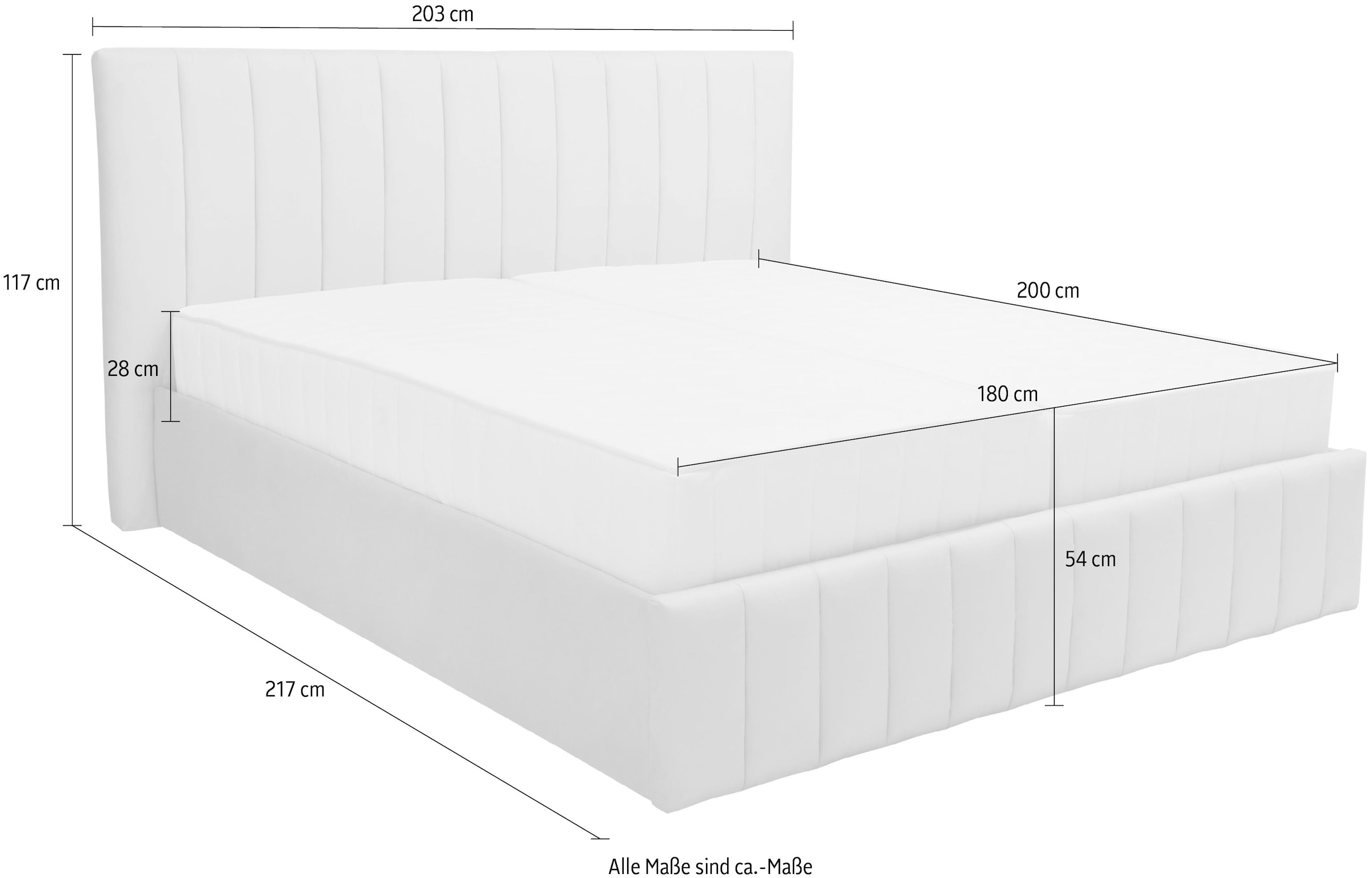 INOSIGN Polsterbett »Effy erhältlich in der Breite 180x200cm«, wahlweise mit Lattenrost und King-Matratze (28cm)