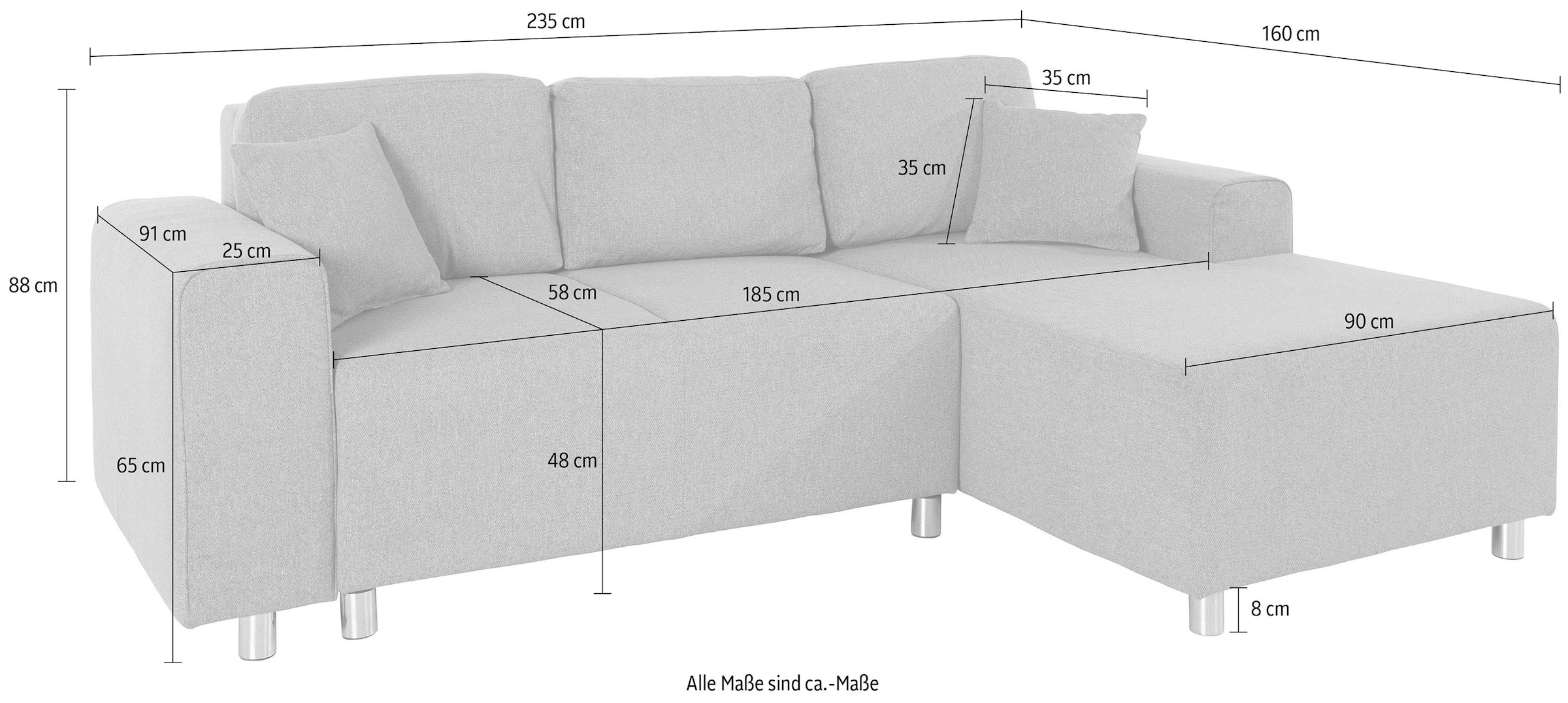 Guido Maria Kretschmer Home&Living Ecksofa »Györ«, L-Form, wahlweise mit Bettfunktion und Bettkasten incl. 2 Zierkissen