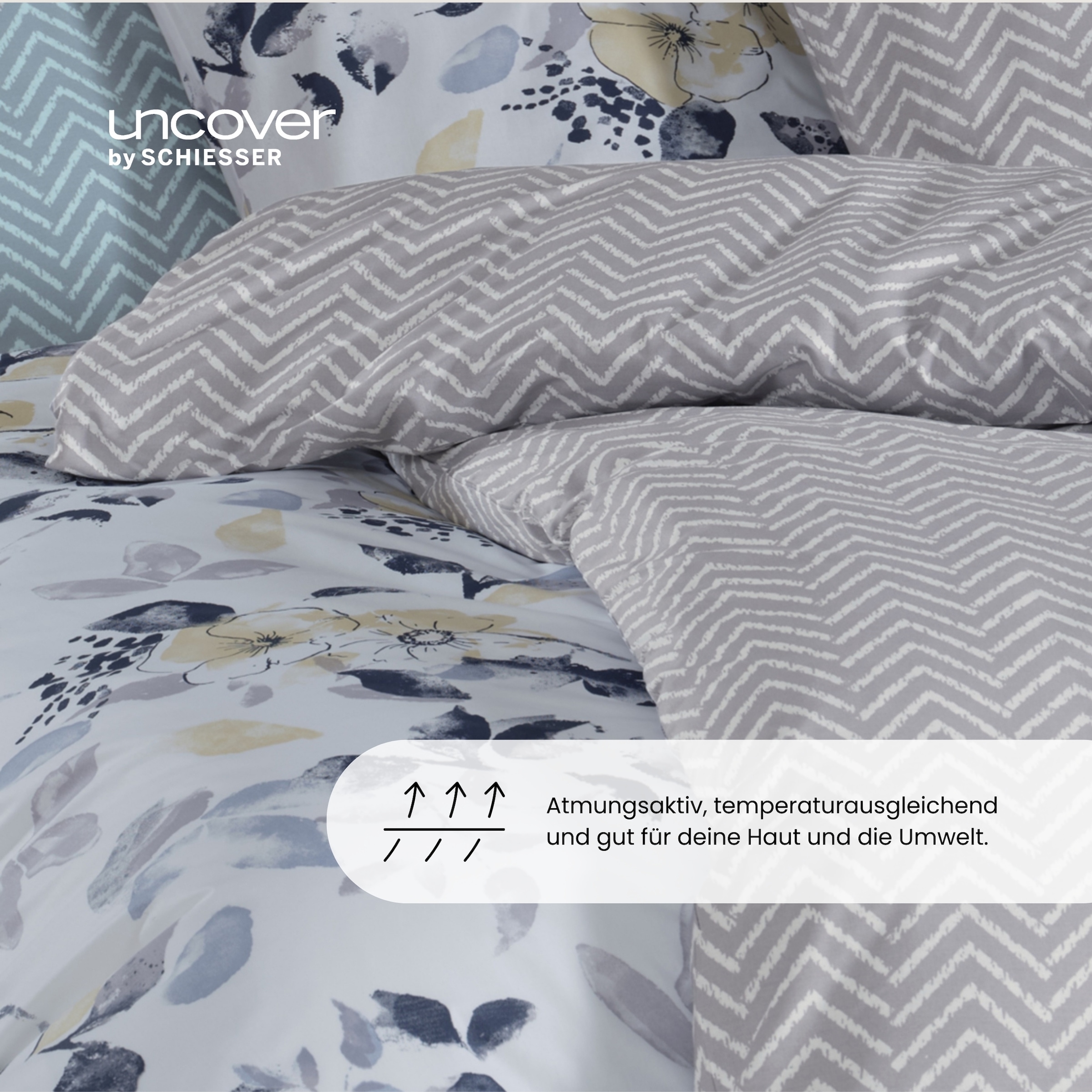 uncover by SCHIESSER Linge de lit »Florina aus weicher Baumwolle mit einem feinen Blütenprint« 2 cuis Made in Green