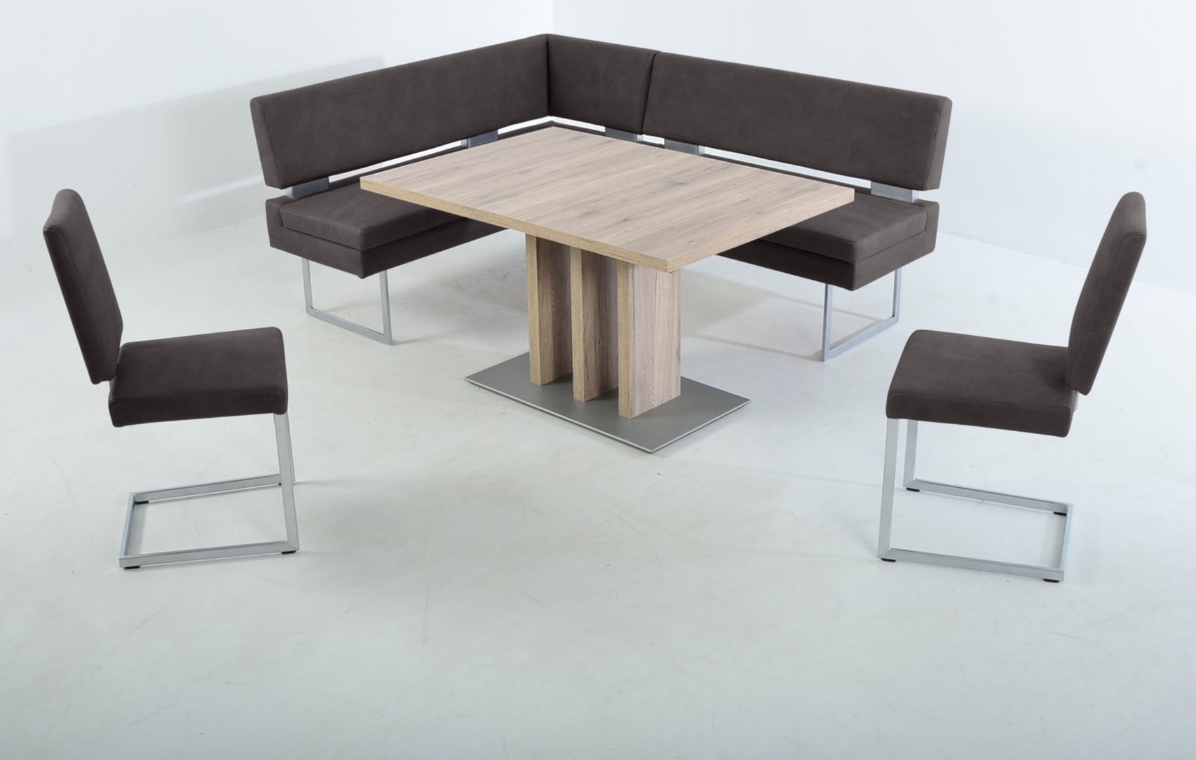 Image of K+W Komfort & Wohnen Essgruppe 4 Stk. tlg. langer Schenkel links oder rechts, 2 Freischwinger, 1 Funktionstisch