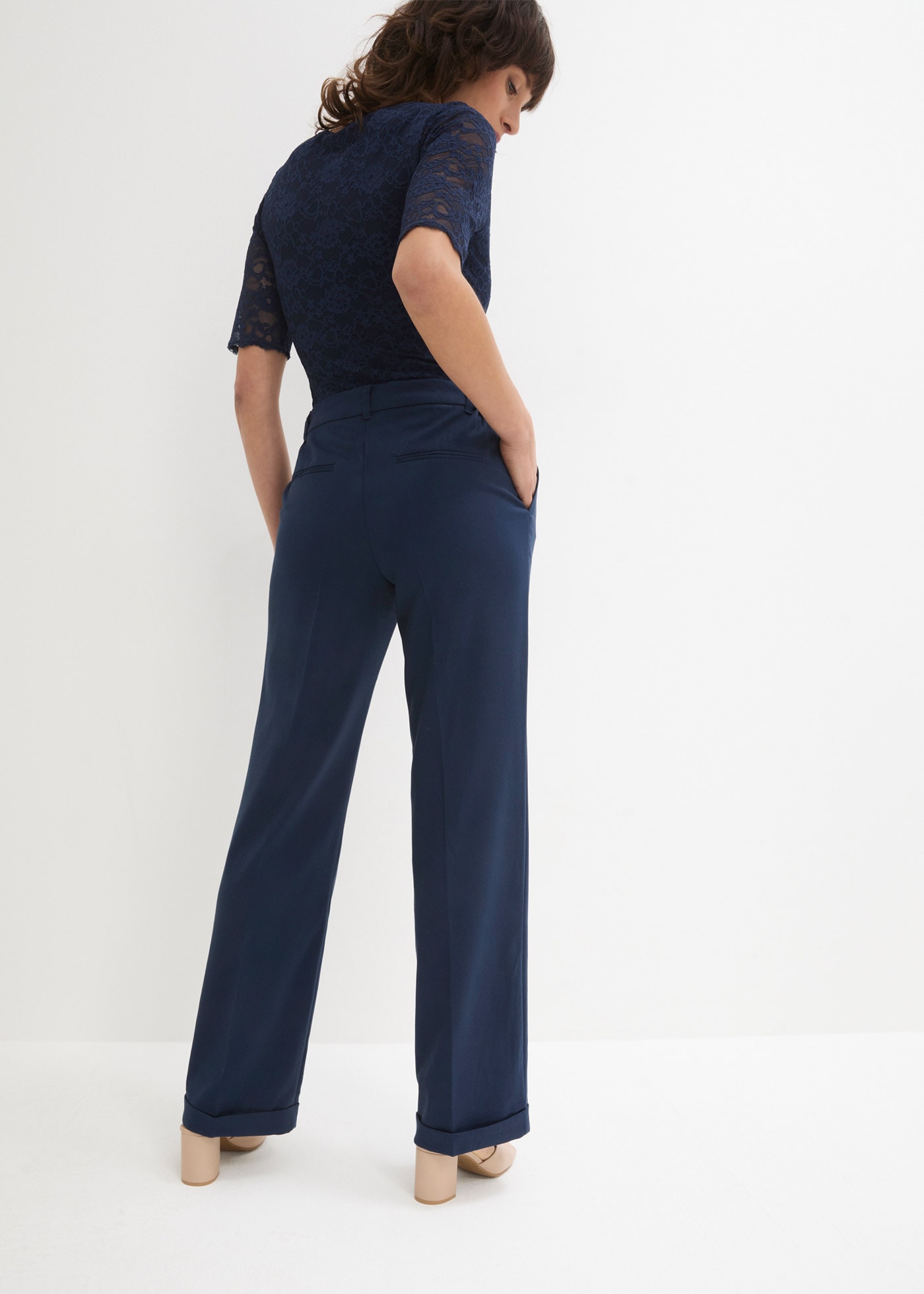 bonprix Pantalon marlène »Marlenehose«  weite Hose, mit Bügelfalte und Umschlagsaum, lockere Passform