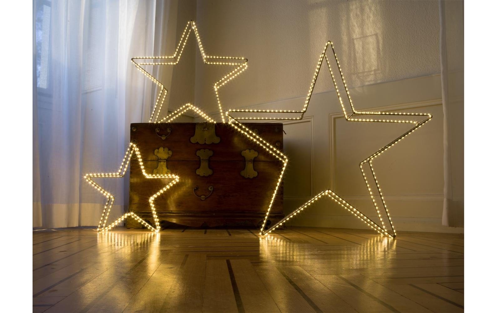 STT LED Dekofigur »Dekoration 3D Star Argento 58cm« Warmweiss