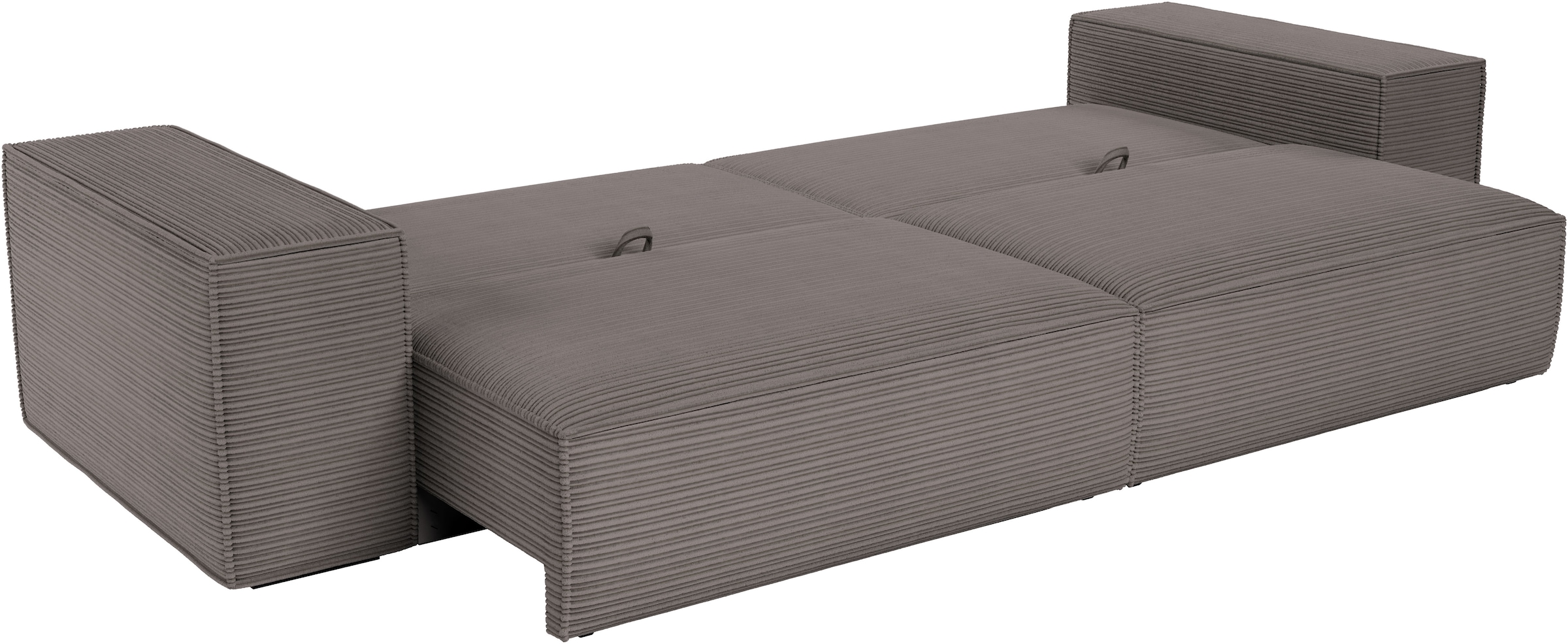 Trends by HG Canapé Big »Conor XXL, B: 312cm, Liegefläche: 138x 238cm, in Cord und Velours« avec fonction couchage et coffre de lit
