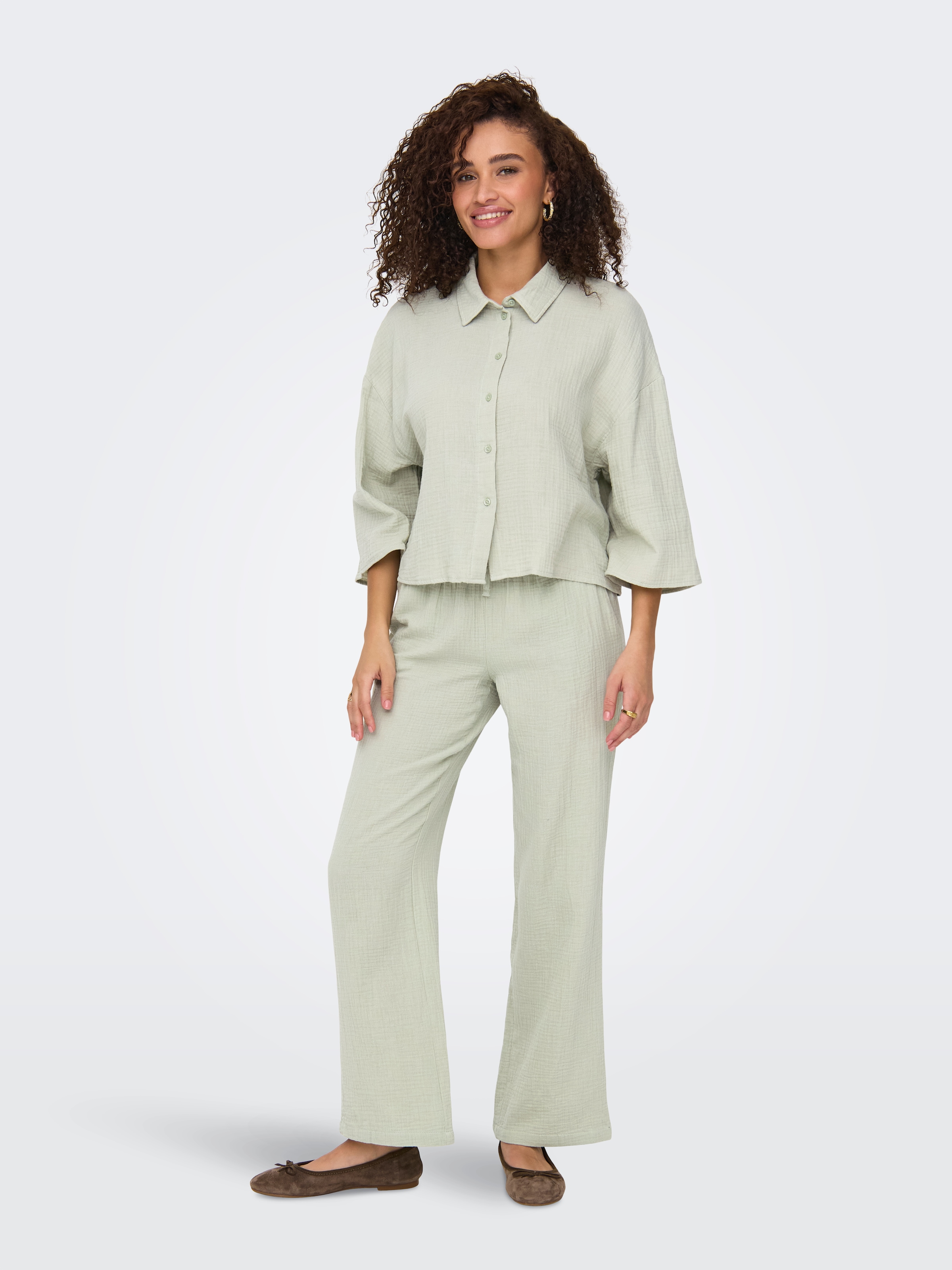 JDY Blouse chemise »JDYTHEIS LIFE 3/4 CROP SHIRT WVN NOOS« Baumwolle, regular fit