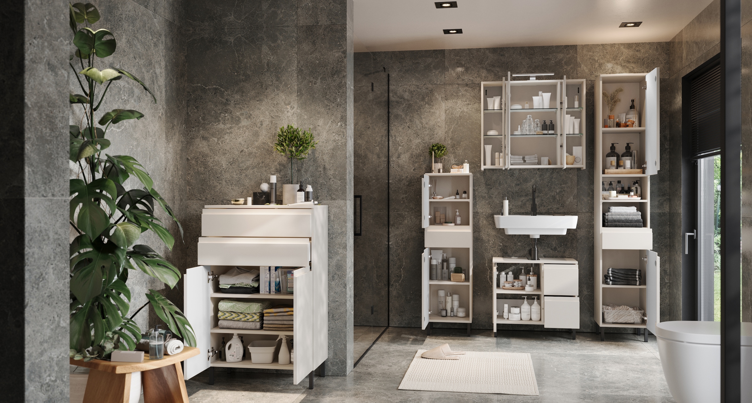 GERMANIA Waschbeckenunterschrank »Scantic«, (1 St.), mit Siphonausschnitt