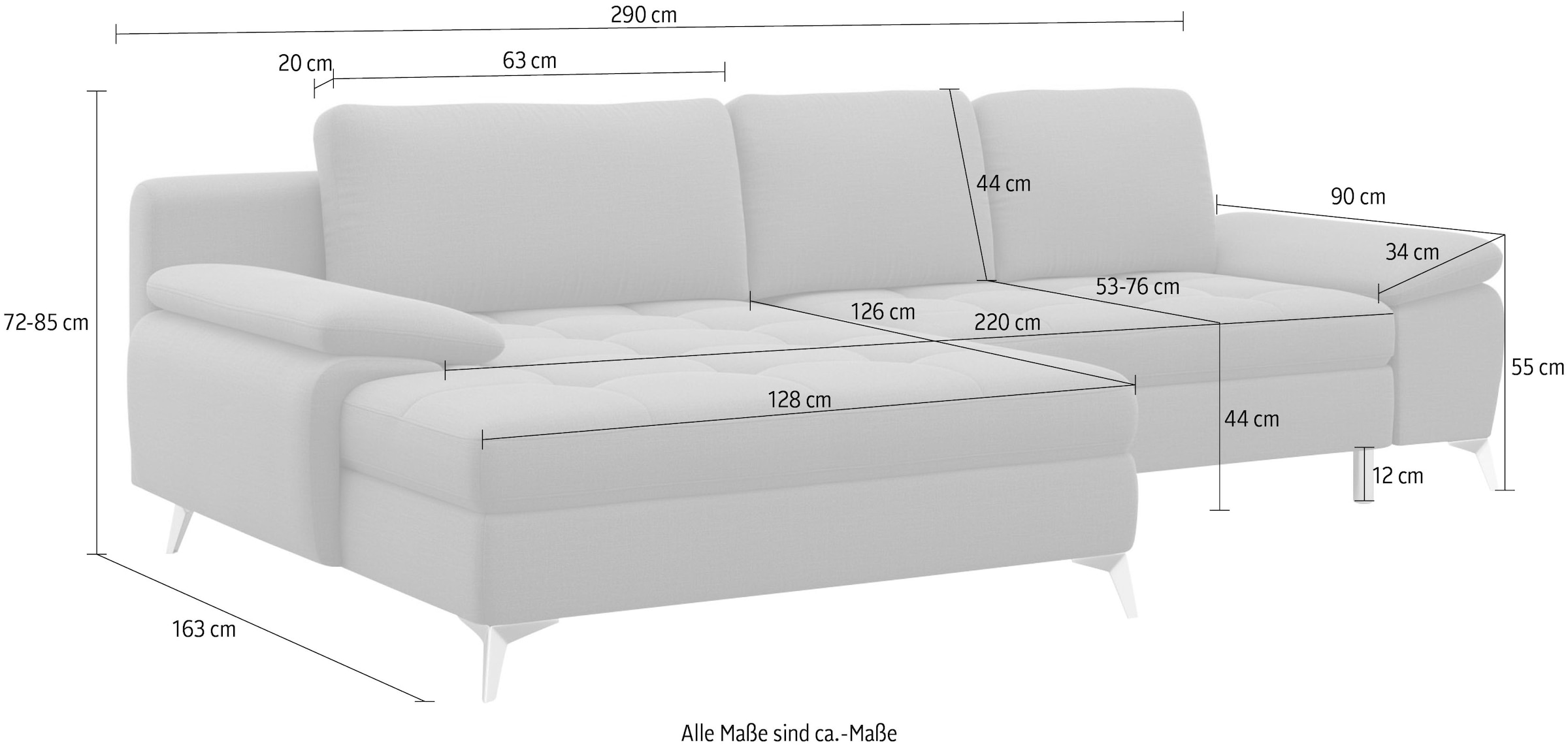 sit&more Ecksofa »Latigo L-Form«, mit Mega-Recamiere, wahlweise mit Bettfunktion und Bettkasten