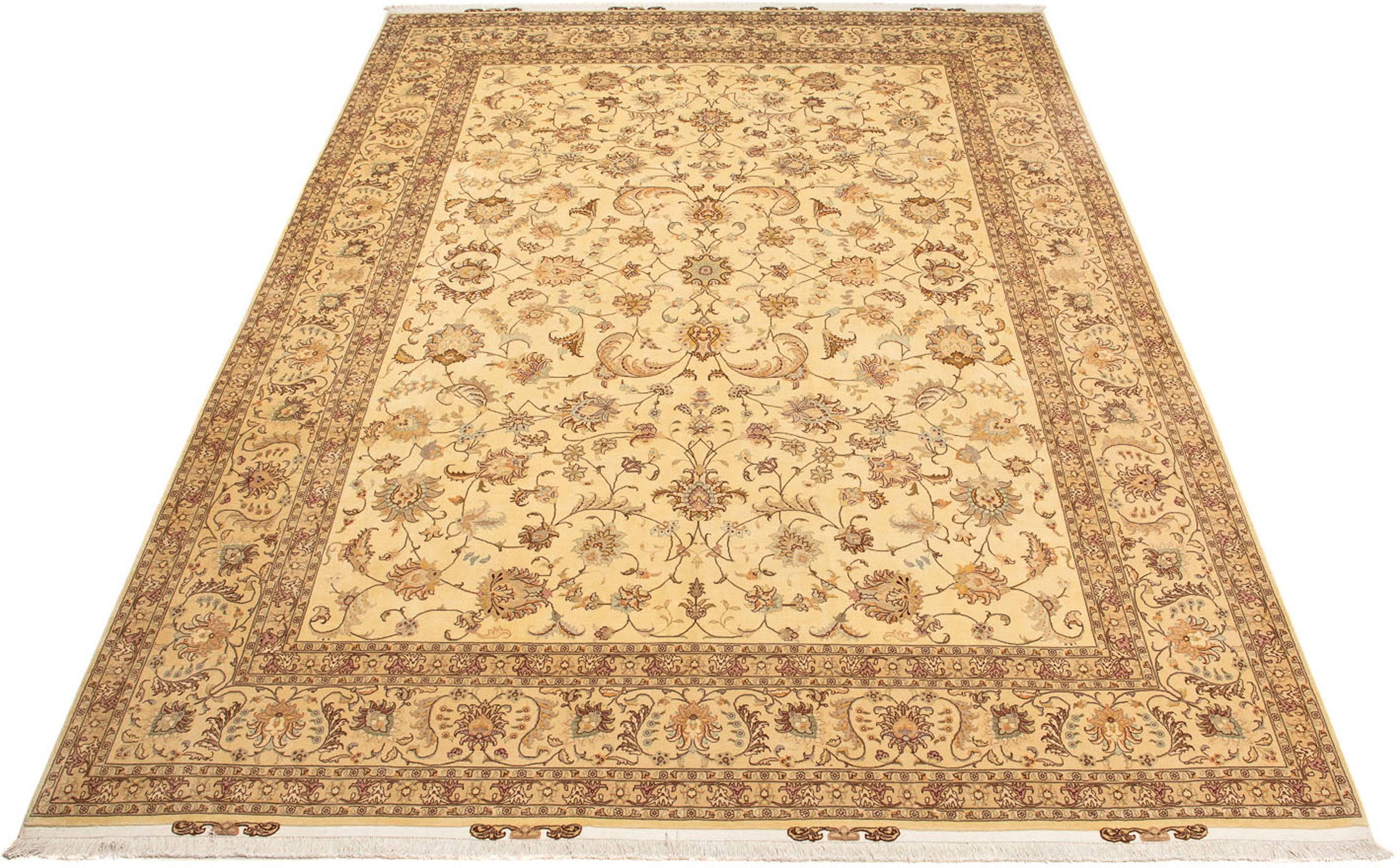 Image of morgenland Orientteppich »Perser - Täbriz - Royal - 393 x 298 cm - hellbraun«, rechteckig, 7 mm Höhe, Wohnzimmer, Handgeknüpft, Einzelstück mit Zertifikat bei Ackermann Versand Schweiz